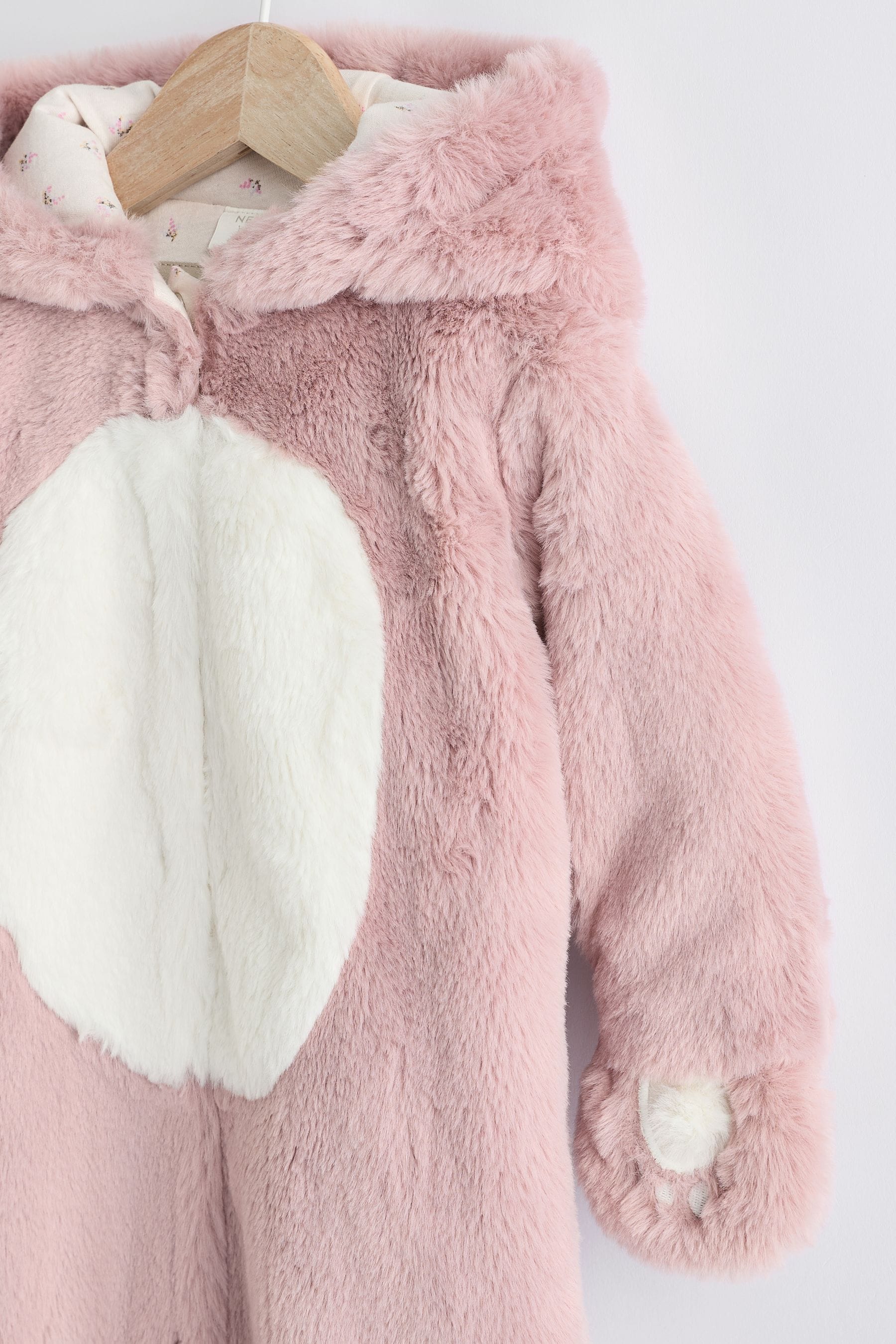 Pink Baby Faux Fur Cosy Hooded Pramsuit All-In-One (0mths-2yrs)