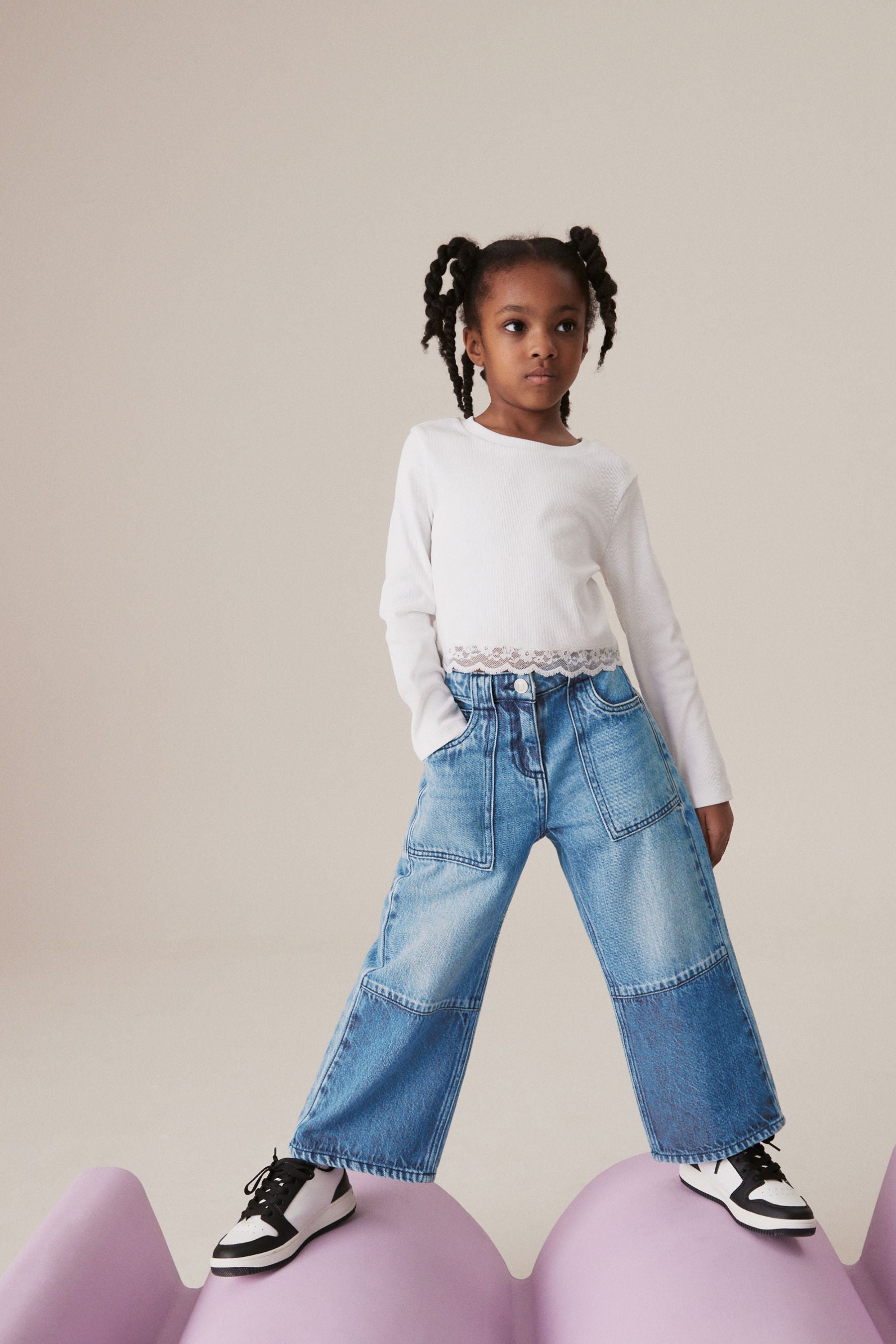 Mid Blue Denim Wide Leg 100% Cotton Jeans (3-16yrs)