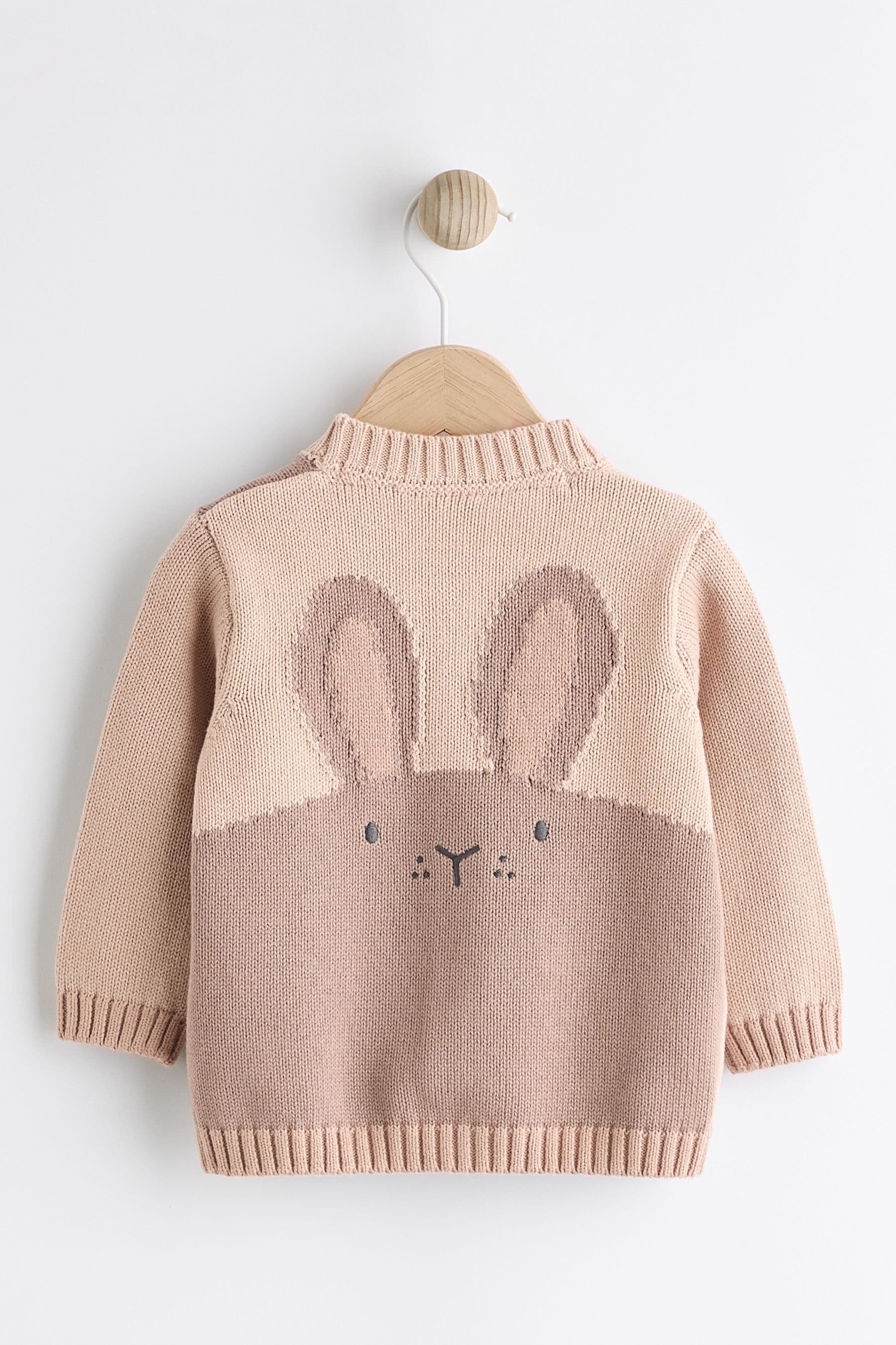 Beige Baby Bunny Knitted Cardigan