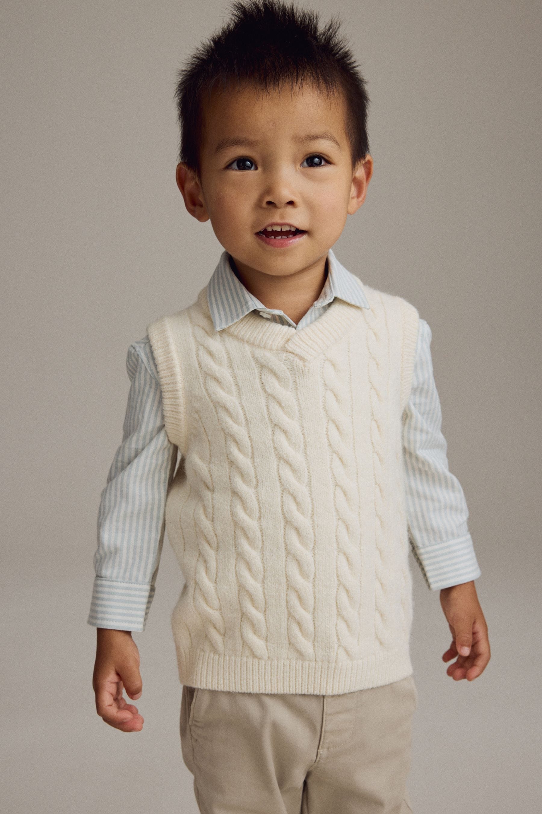 Ecru Cream Knitted Vest and Shirt Set (3mths-7yrs)