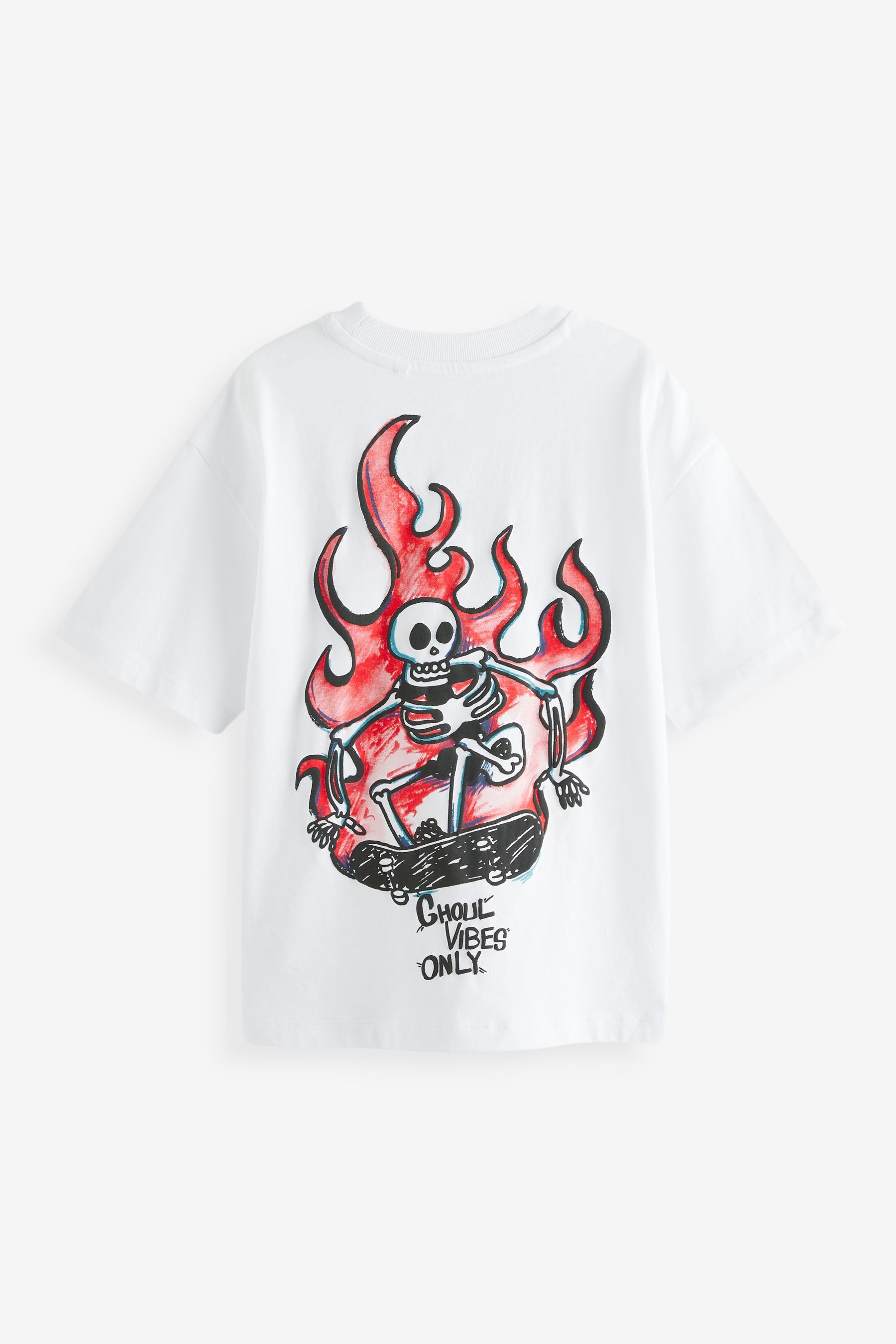 White Ghoul Vibes Oversized Fit 100% Cotton Short Sleeve Graphic T-Shirt (3-16yrs)