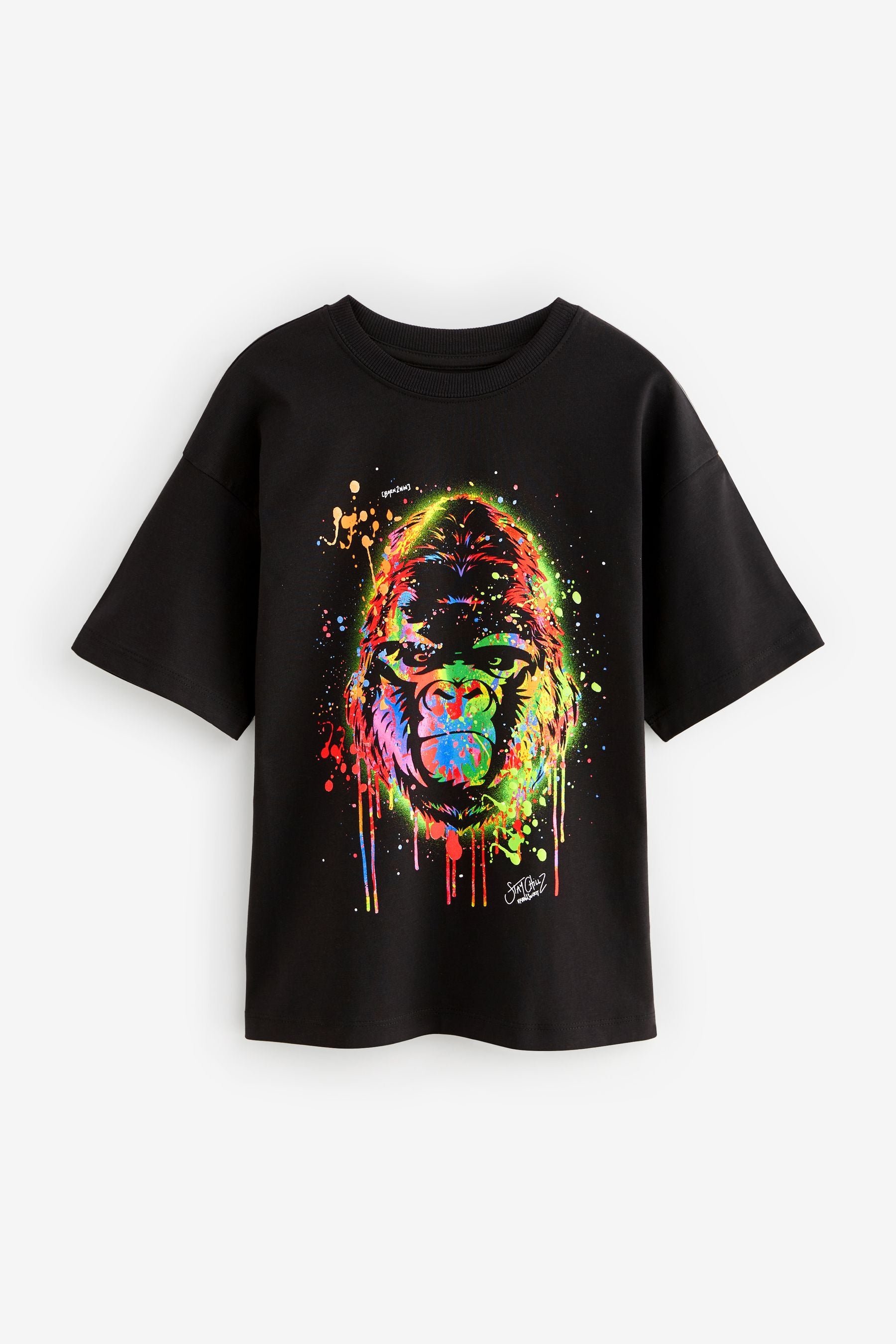 Black Rainbow Gorilla Relaxed Fit Short Sleeve Graphic T-Shirt (3-16yrs)