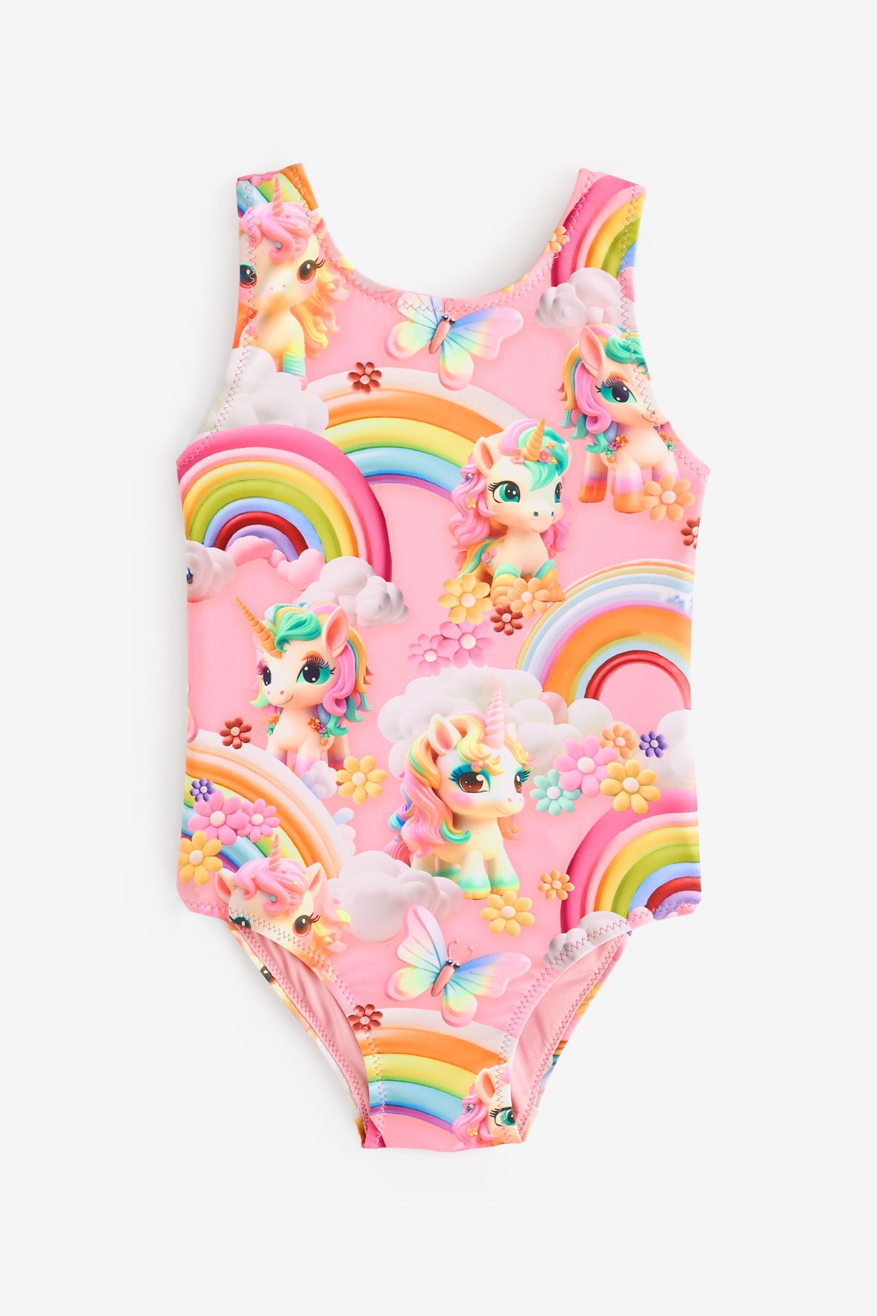 Pink Rainbow Unicorn Swimsuit (3mths-7yrs)