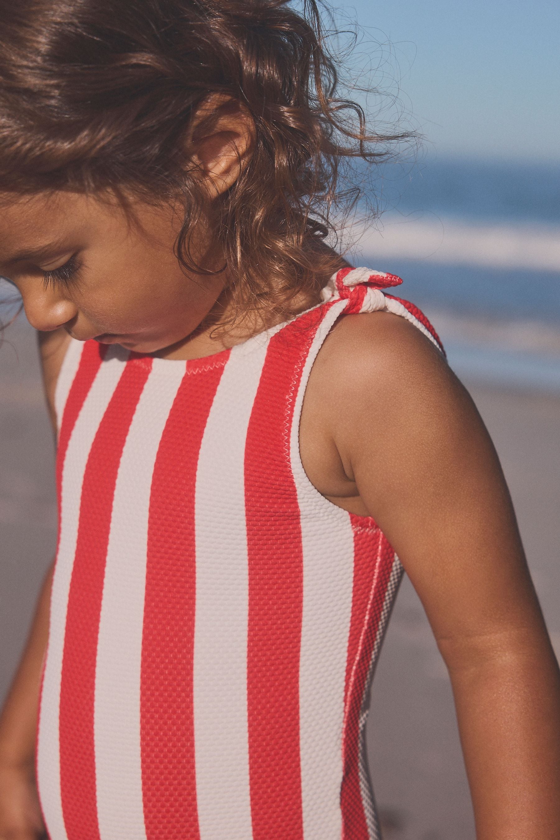 Red Stripe Tie Shoulder Swimsuit (3mths-12yrs)