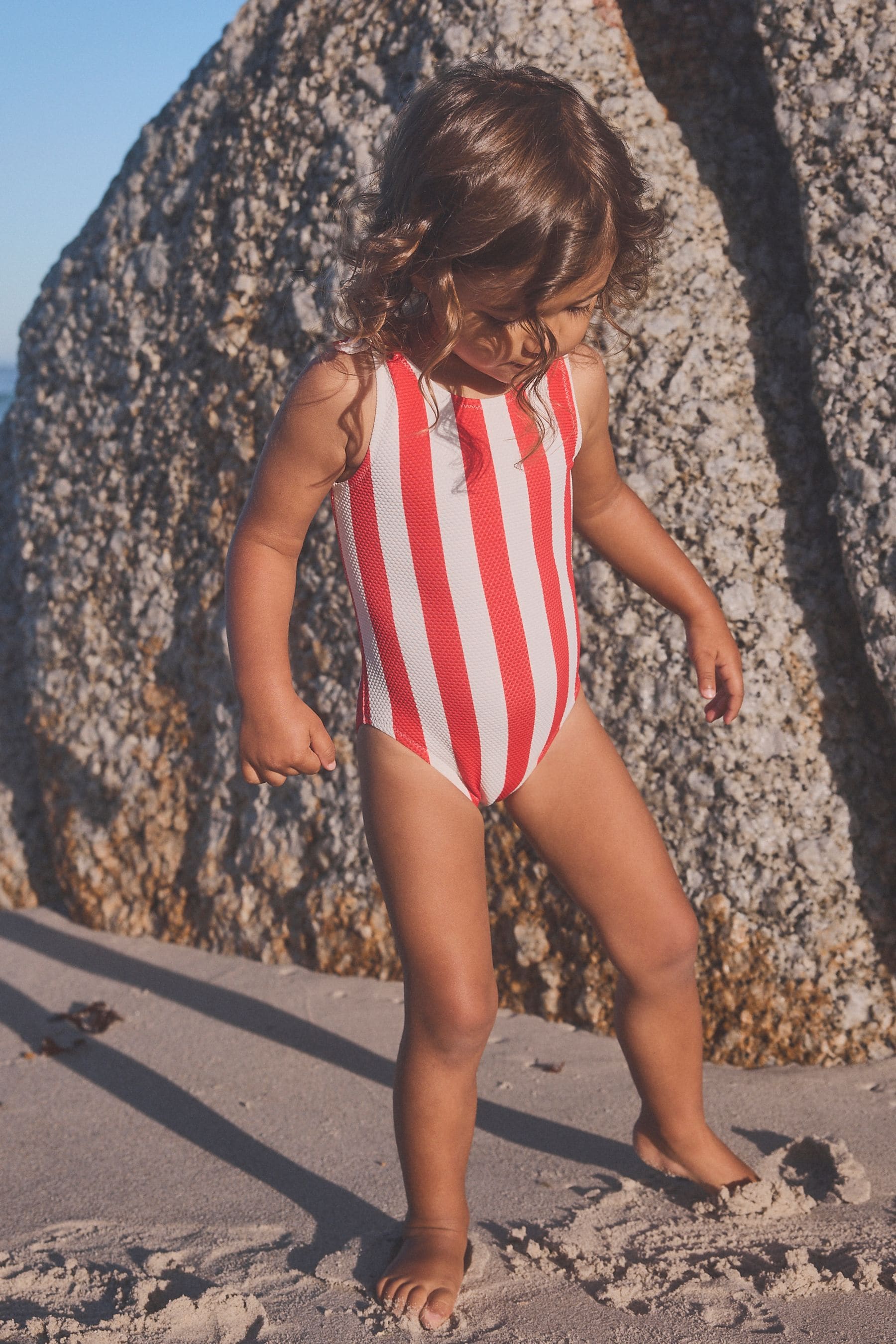 Red Stripe Tie Shoulder Swimsuit (3mths-12yrs)