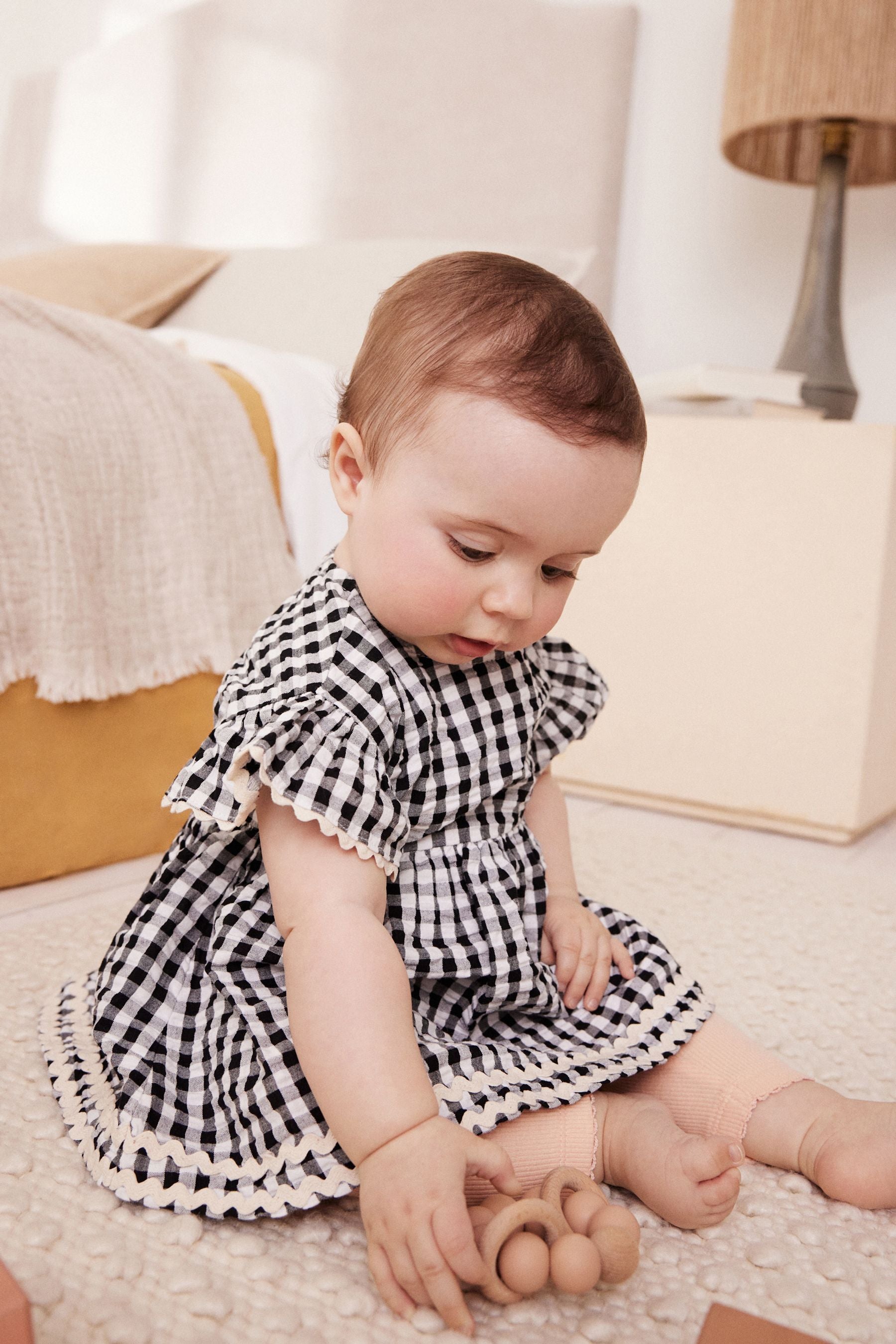 Black/White Gingham Baby Dress and Leggings Set