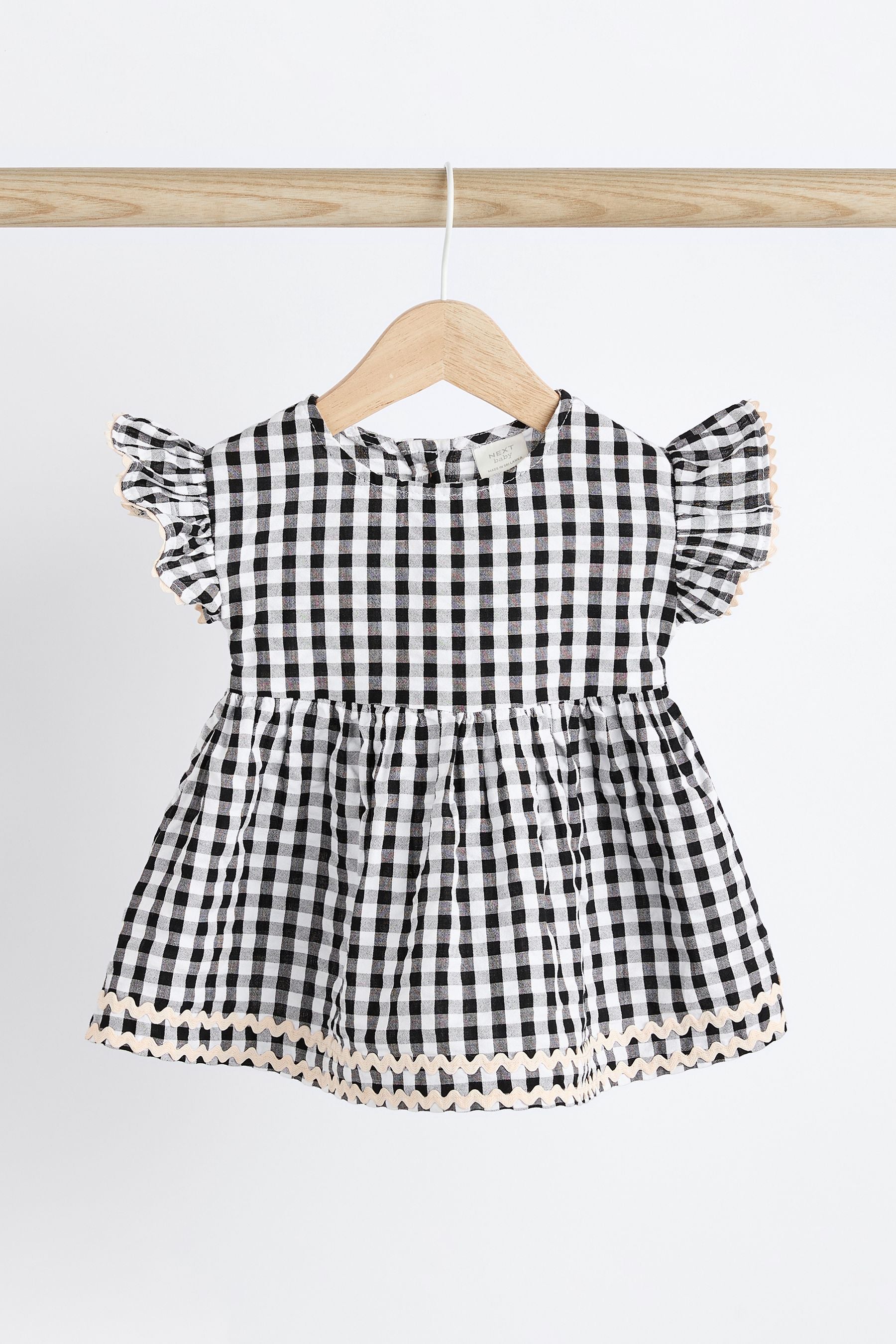 Black/White Gingham Baby Dress and Leggings Set