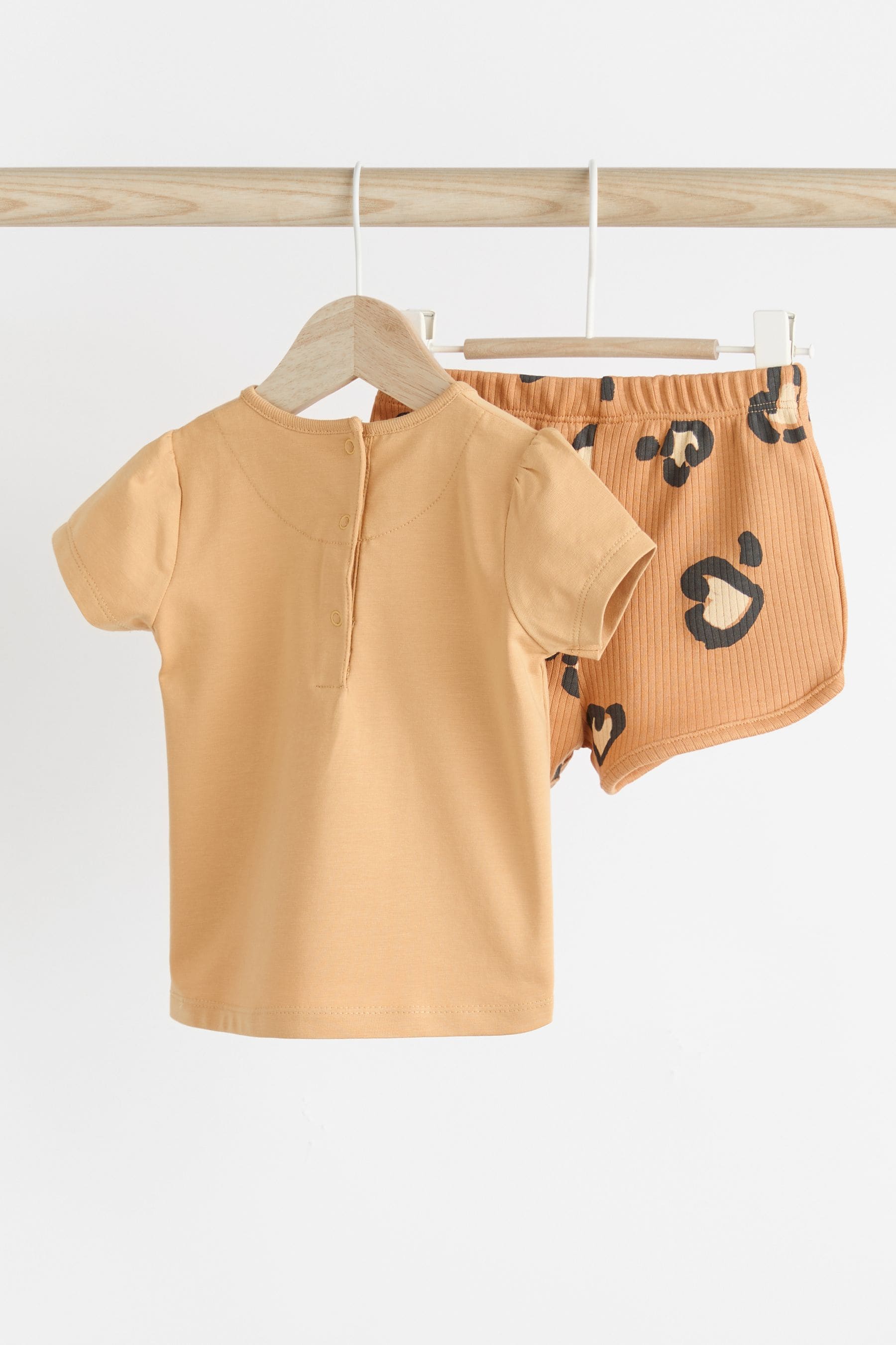 Leopard Print Baby 100% Cotton Top and Shorts 2 Piece Set