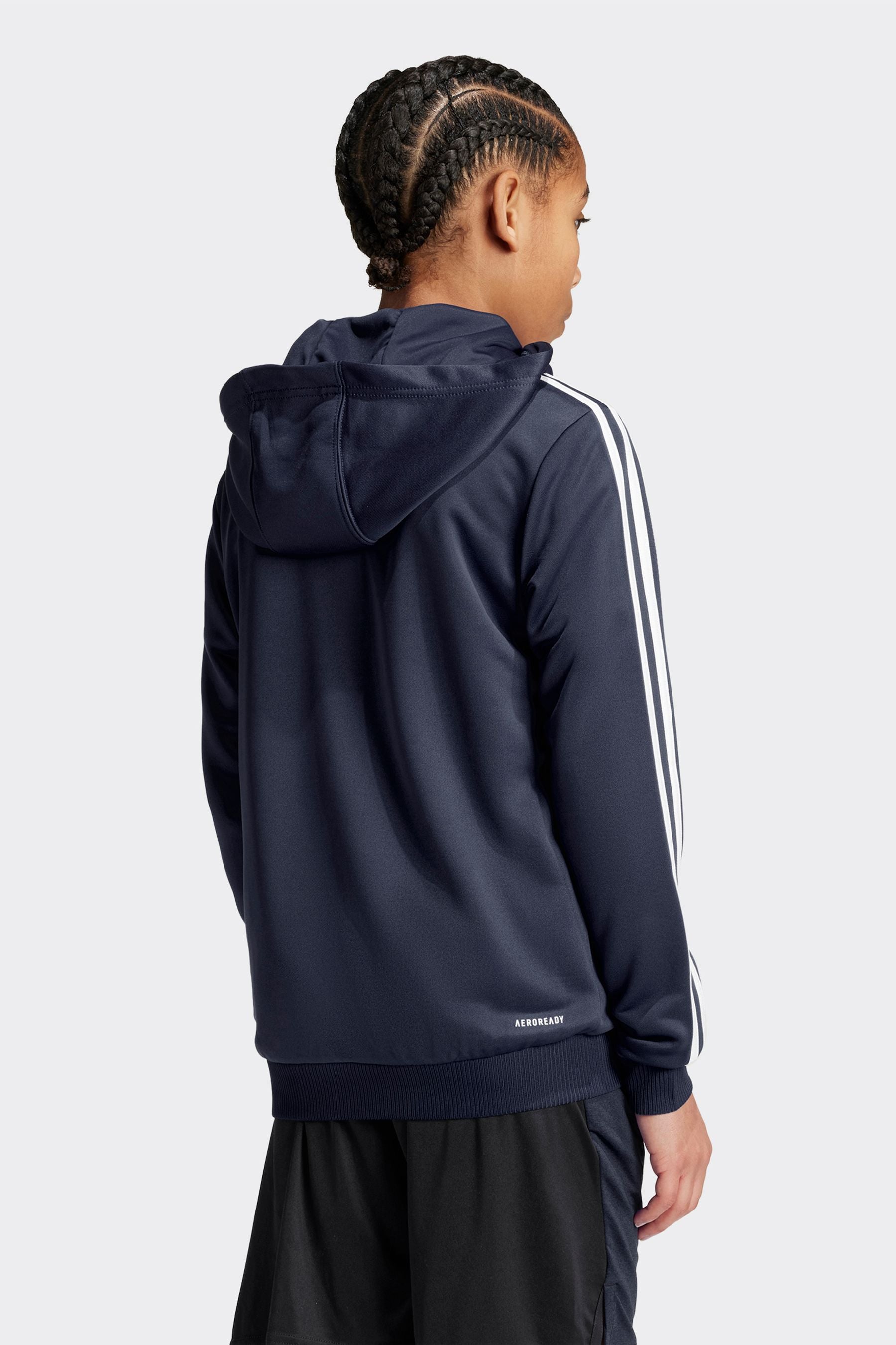 adidas Navy Train Essentials AEROREADY 3-Stripes Regular-Fit Full-Zip Jacket