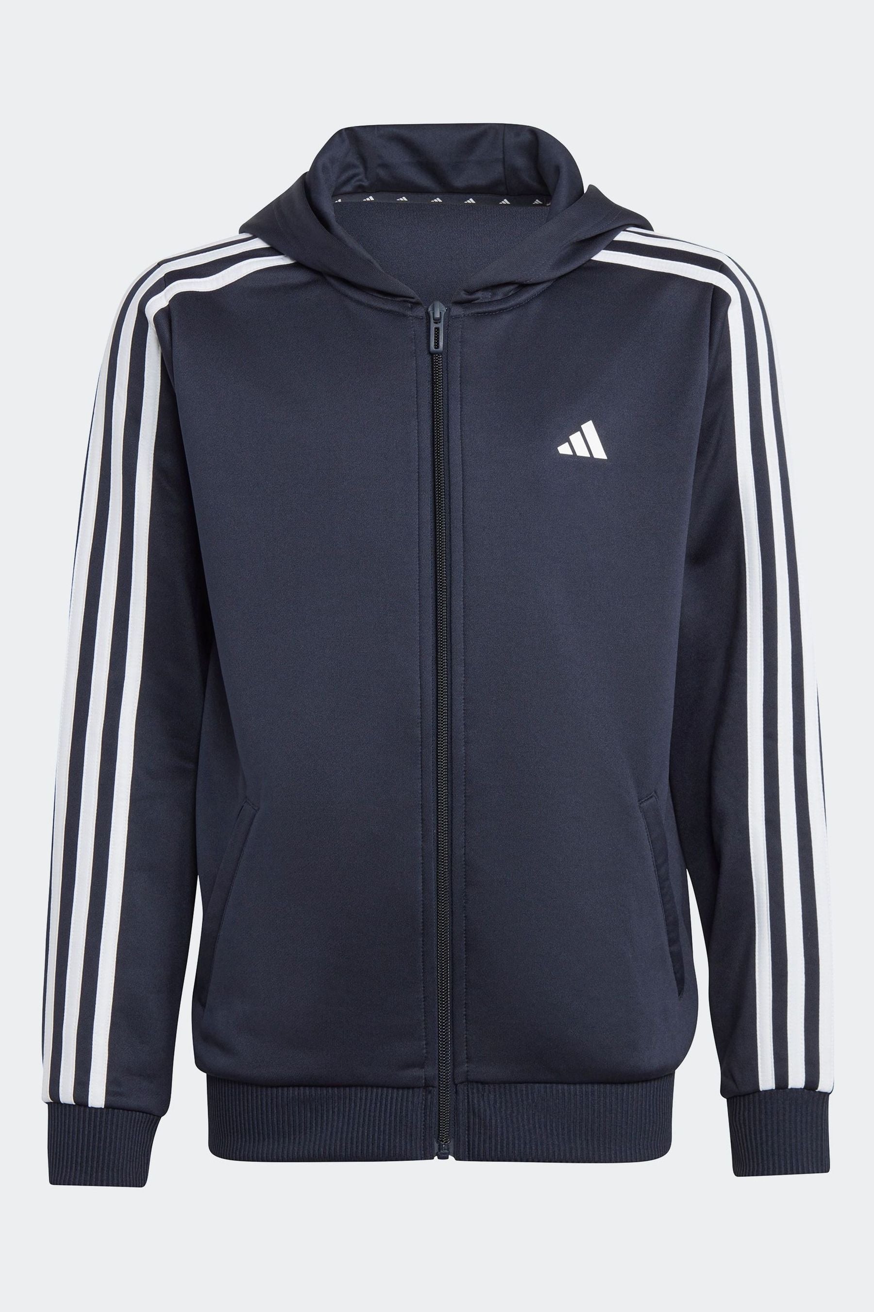 adidas Navy Train Essentials AEROREADY 3-Stripes Regular-Fit Full-Zip Jacket