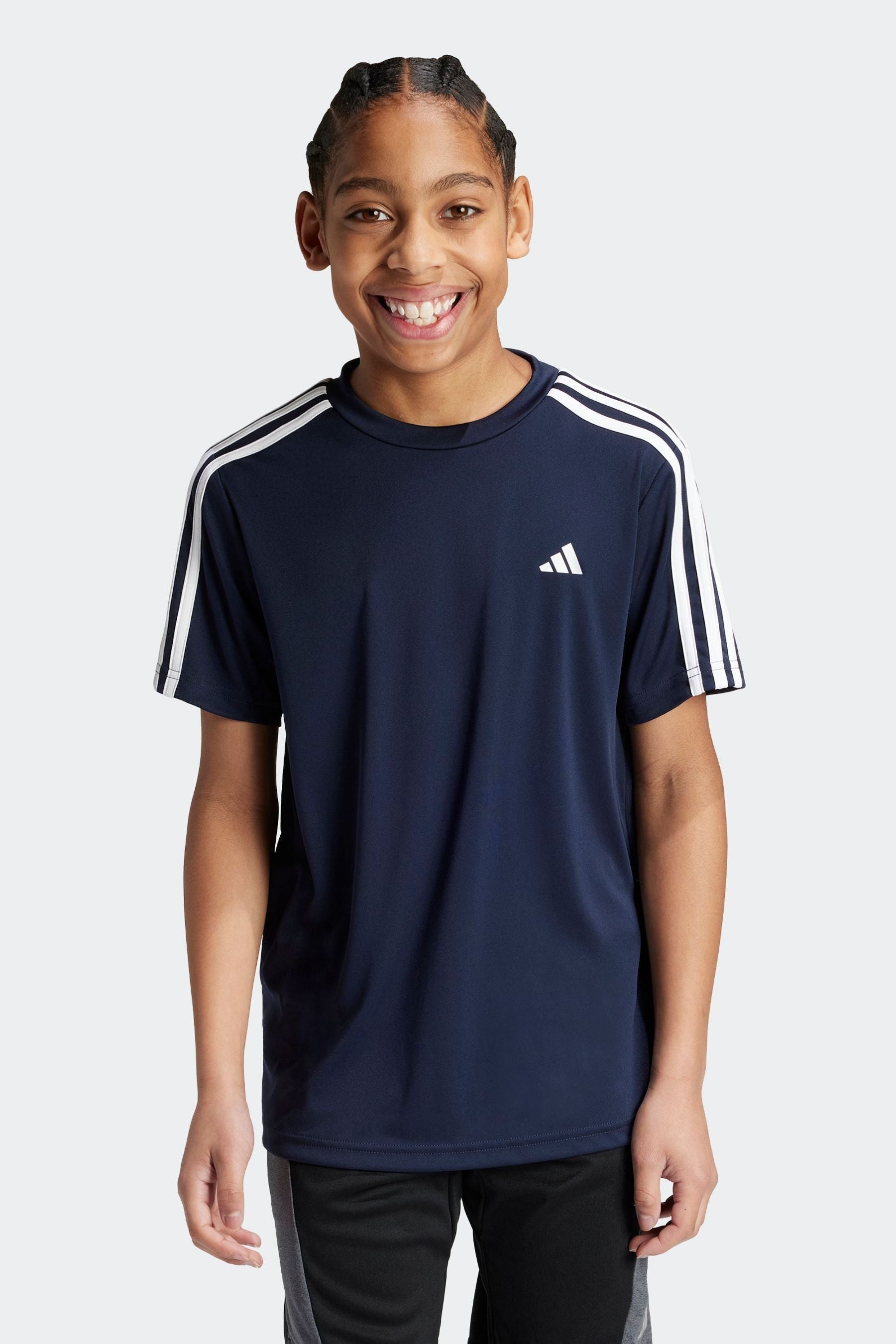 Blue adidas Sportswear Junior Train Essentials AEROREADY 3-Stripes Regular-Fit T-Shirt