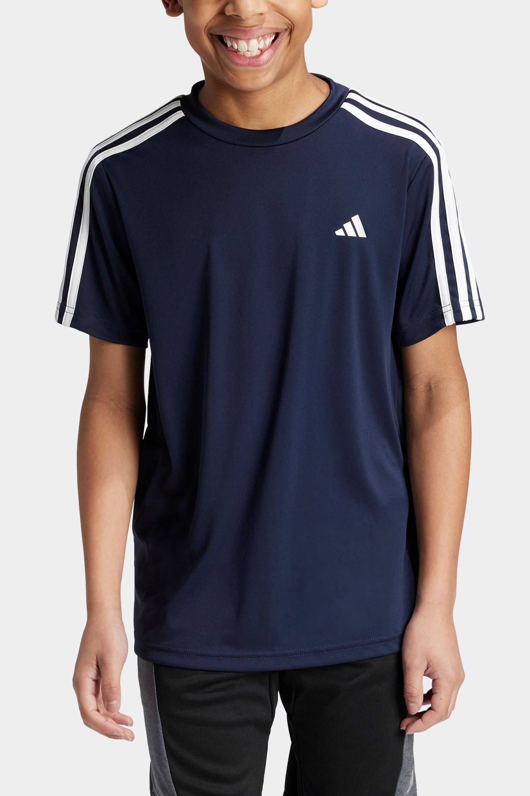 Blue adidas Sportswear Junior Train Essentials AEROREADY 3-Stripes Regular-Fit T-Shirt