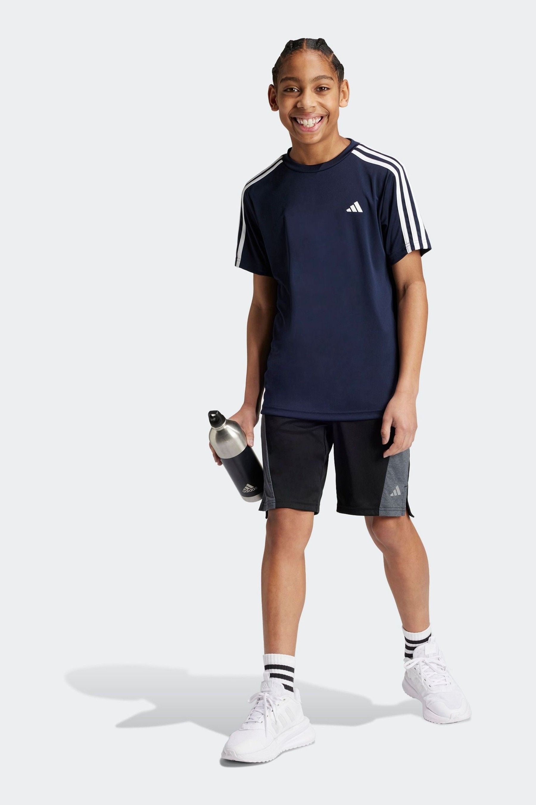 Blue adidas Sportswear Junior Train Essentials AEROREADY 3-Stripes Regular-Fit T-Shirt