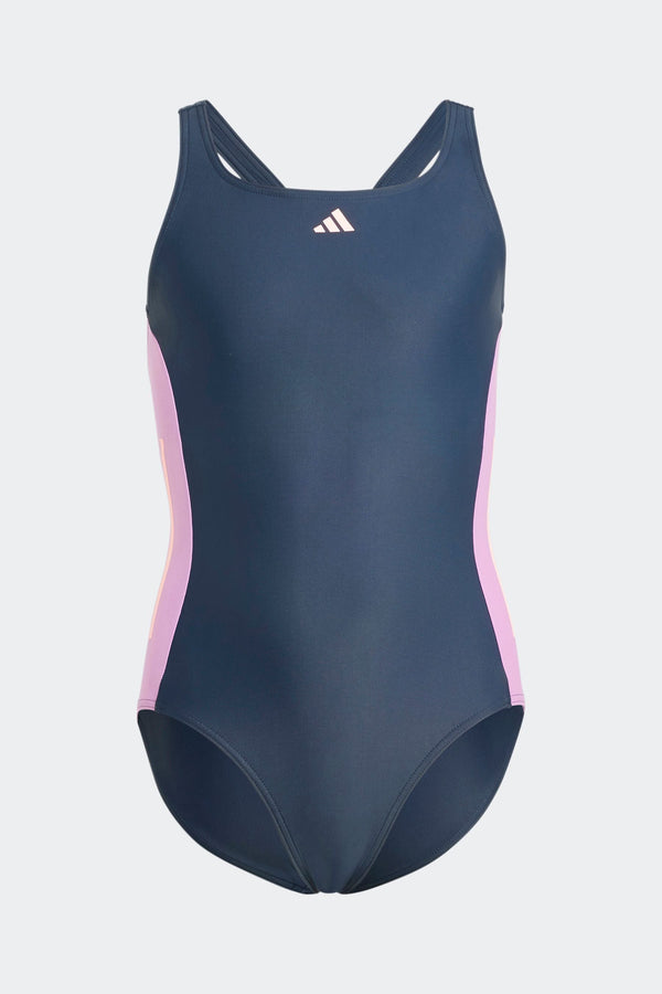 adidas navy Blue Cut 3 Stripes Swimsuit