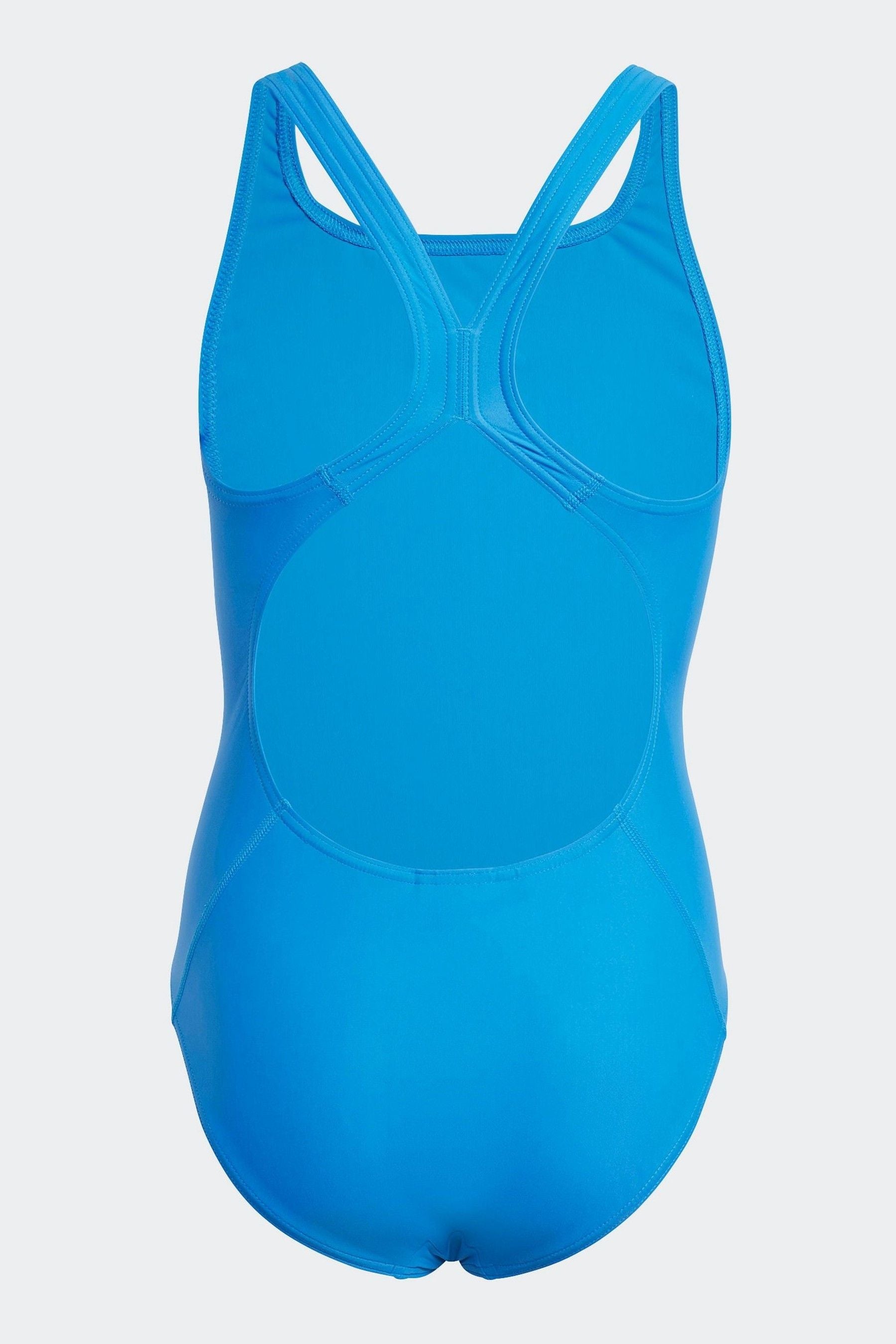 adidas Light Blue Solid Small Logo Swimsuit