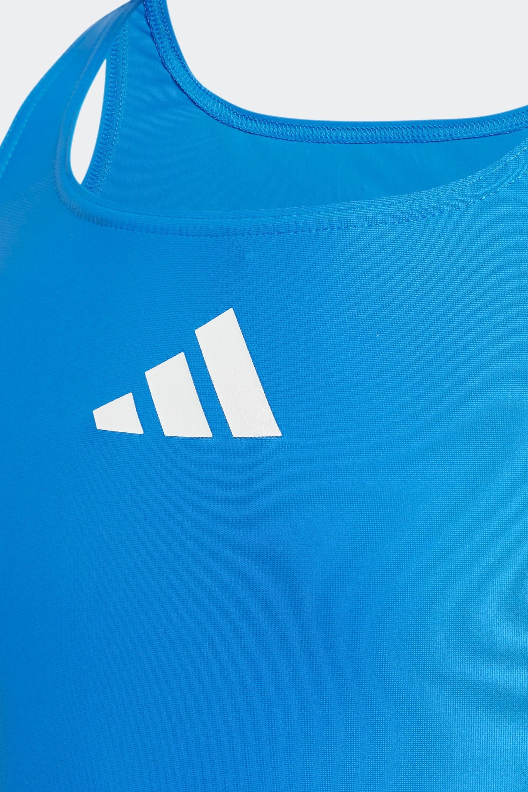 adidas Light Blue Solid Small Logo Swimsuit