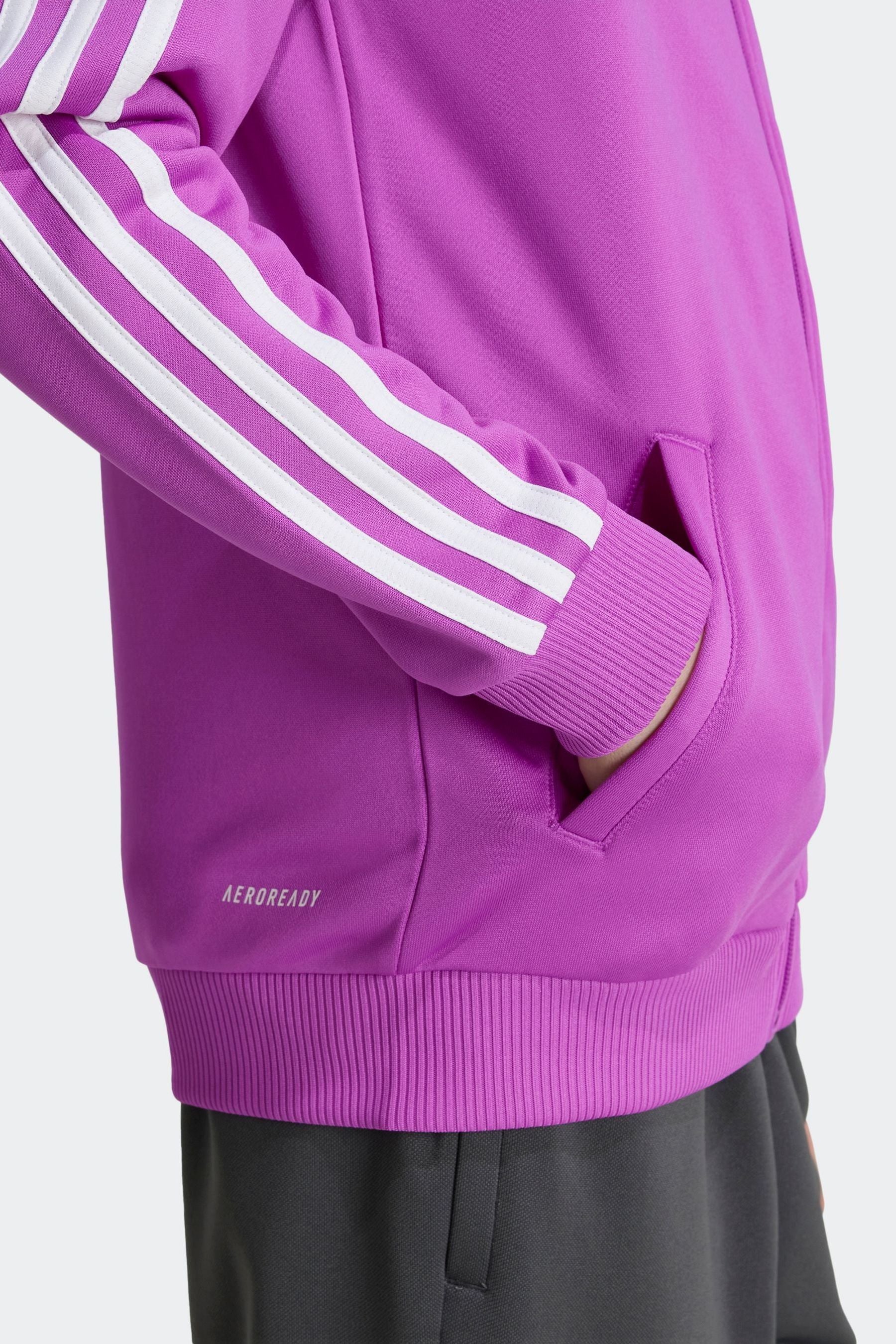 adidas Purple Train Essentials AEROREADY 3-Stripes Regular-Fit Full-Zip Hoodie