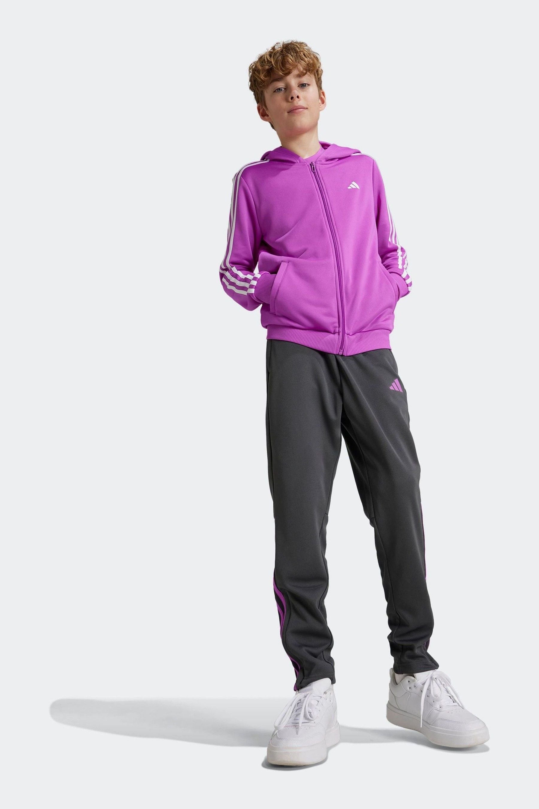 adidas Purple Train Essentials AEROREADY 3-Stripes Regular-Fit Full-Zip Hoodie