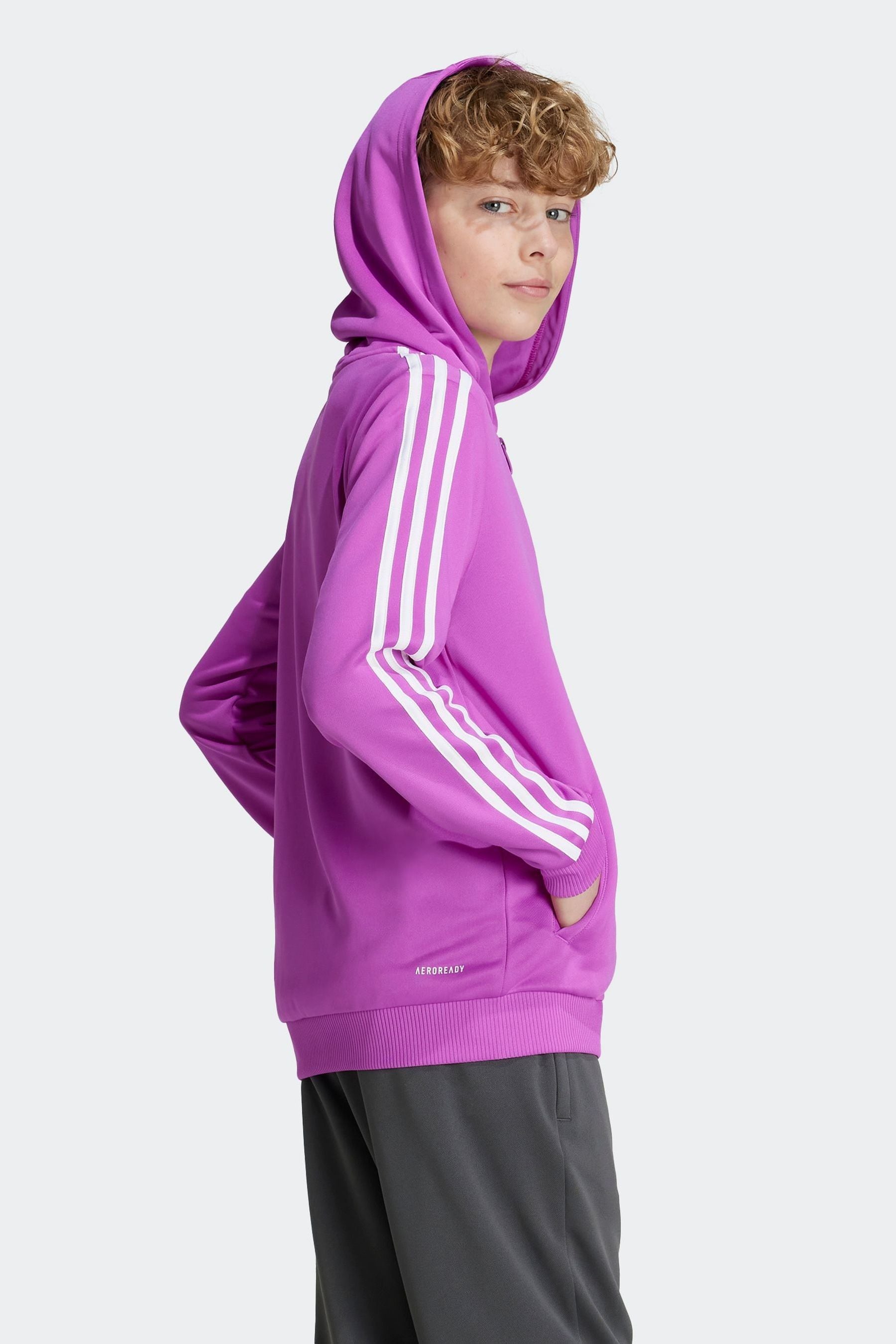 adidas Purple Train Essentials AEROREADY 3-Stripes Regular-Fit Full-Zip Hoodie