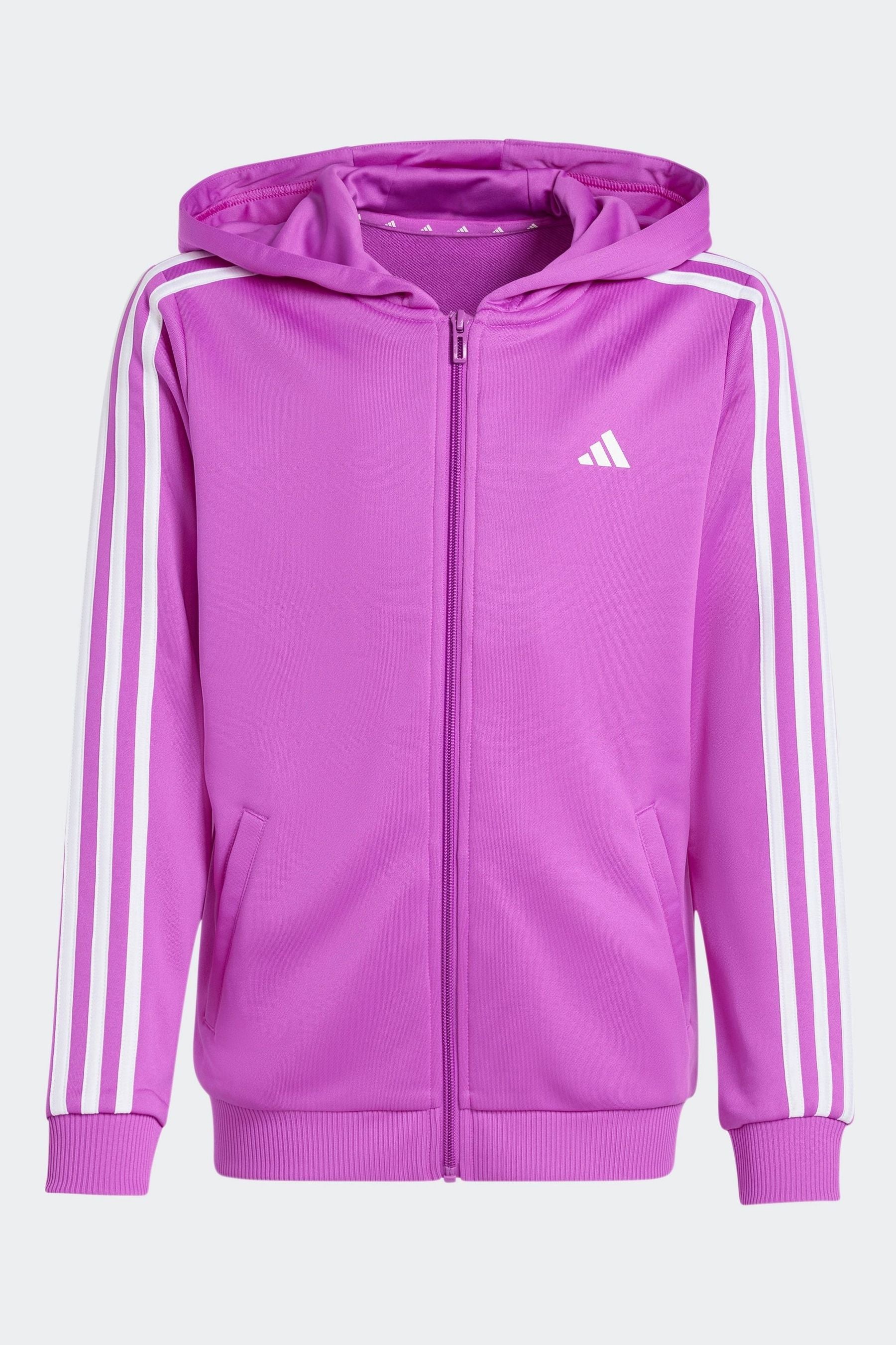 adidas Purple Train Essentials AEROREADY 3-Stripes Regular-Fit Full-Zip Hoodie