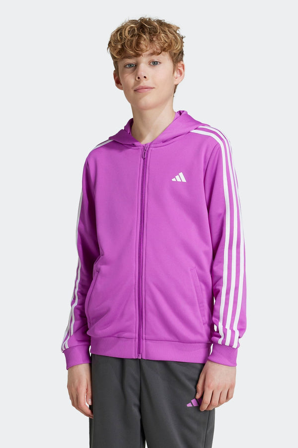 adidas Purple Train Essentials AEROREADY 3-Stripes Regular-Fit Full-Zip Hoodie