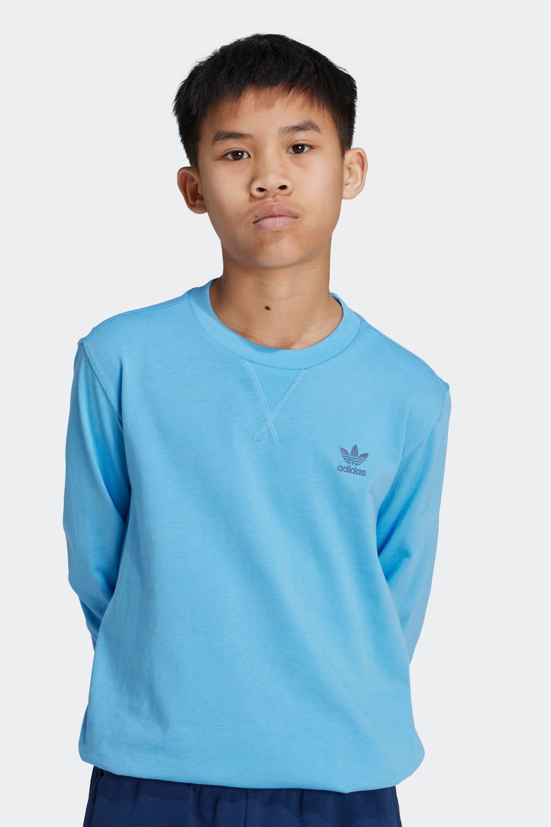 adidas Blue 100% Cotton Long Sleeve T-Shirt