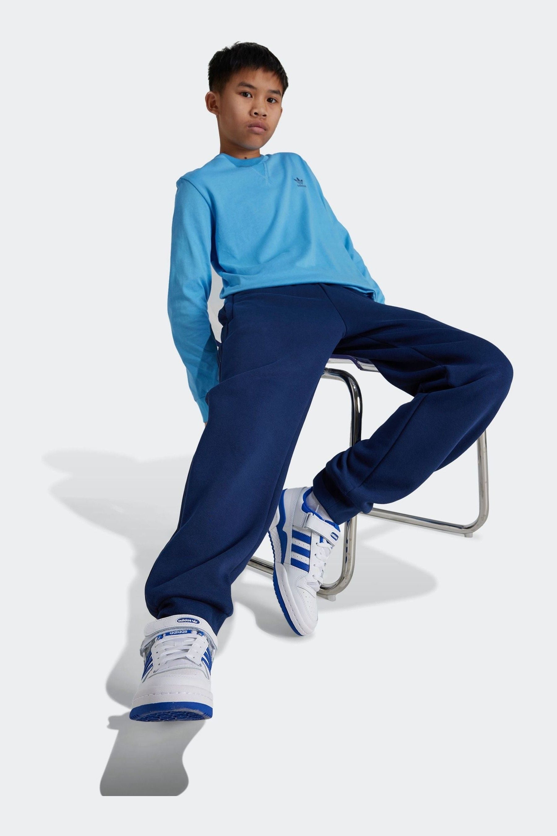 adidas Blue 100% Cotton Long Sleeve T-Shirt