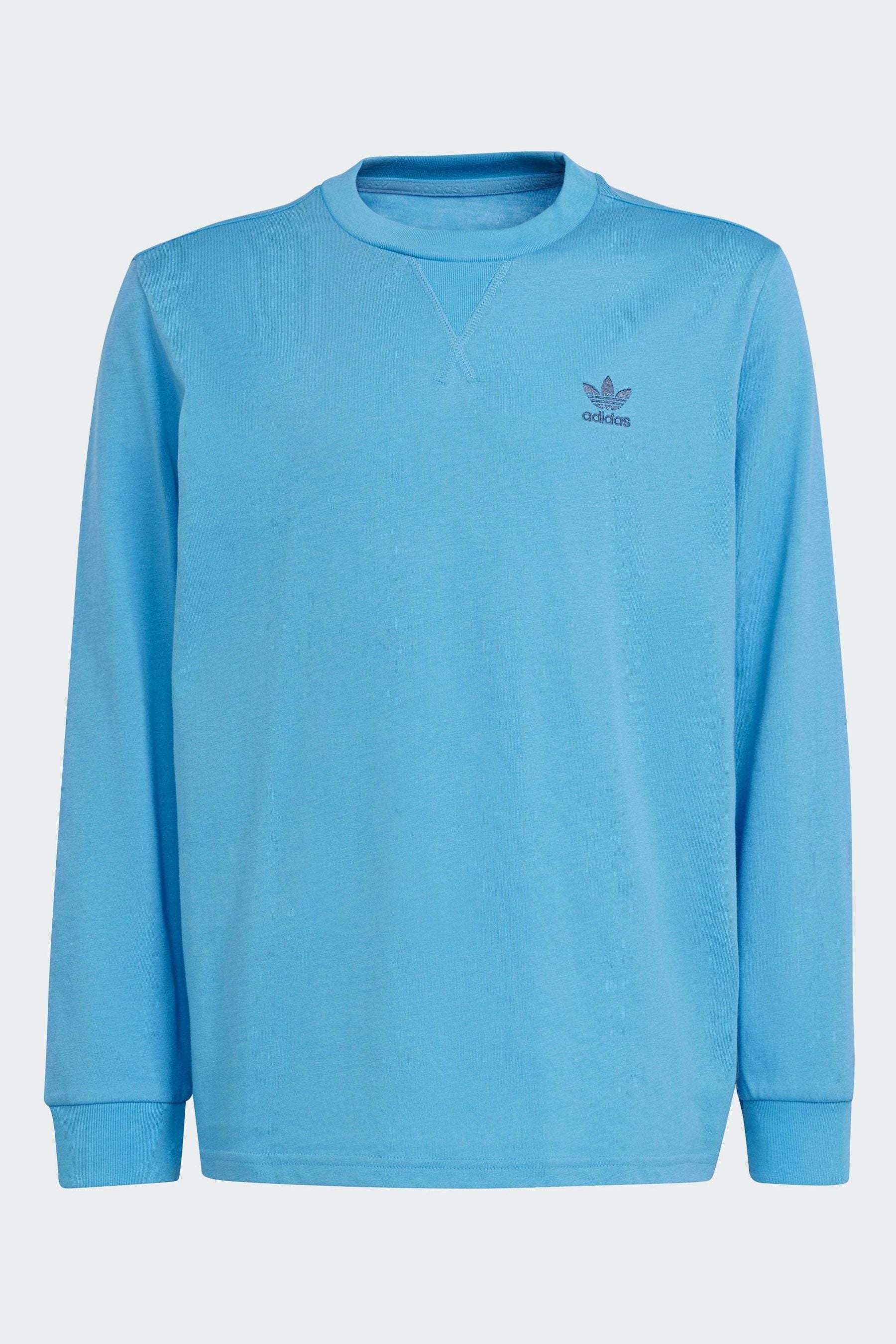 adidas Blue 100% Cotton Long Sleeve T-Shirt