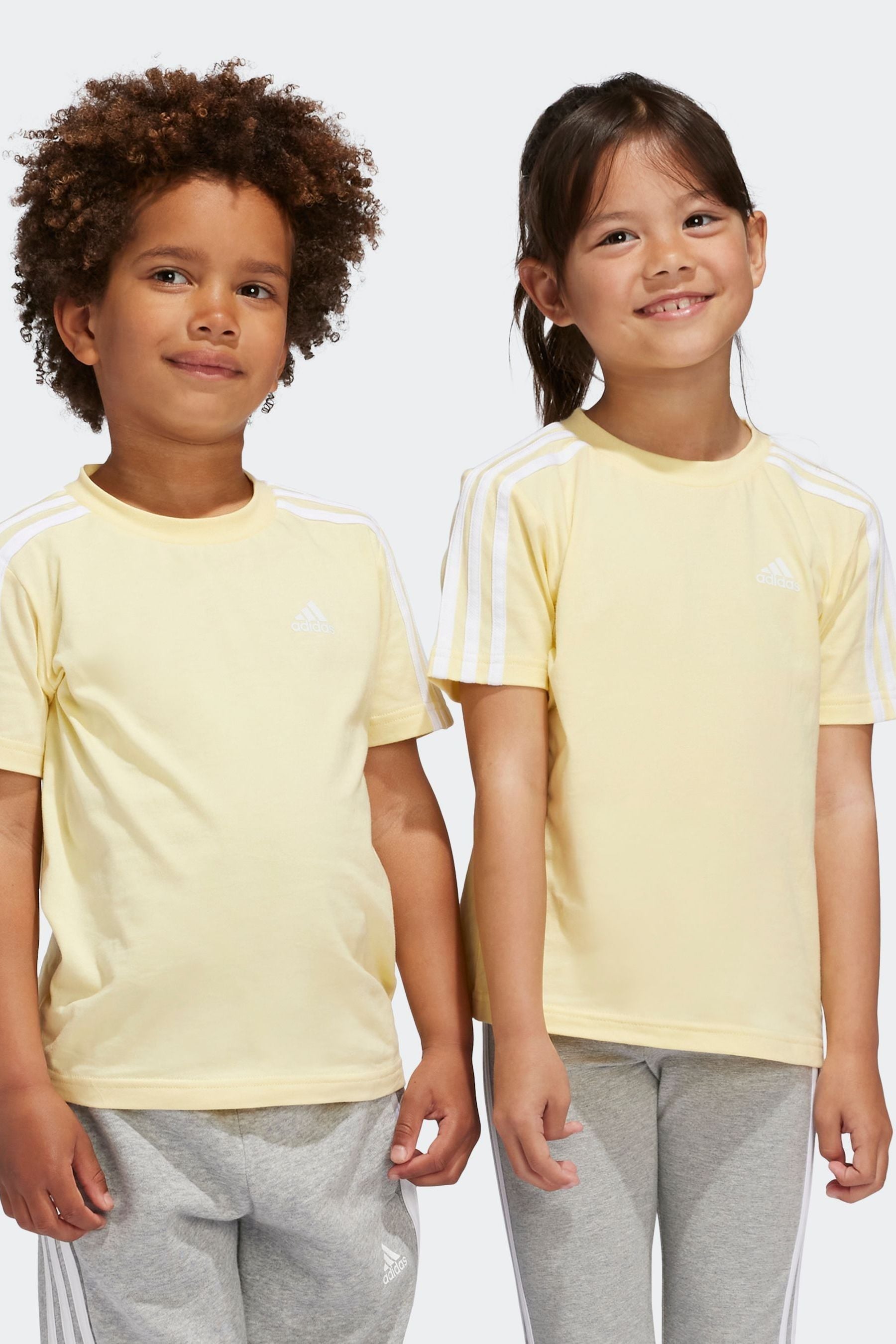 adidas Yellow Sportswear Essentials 3-Stripes 100% Cotton T-Shirt