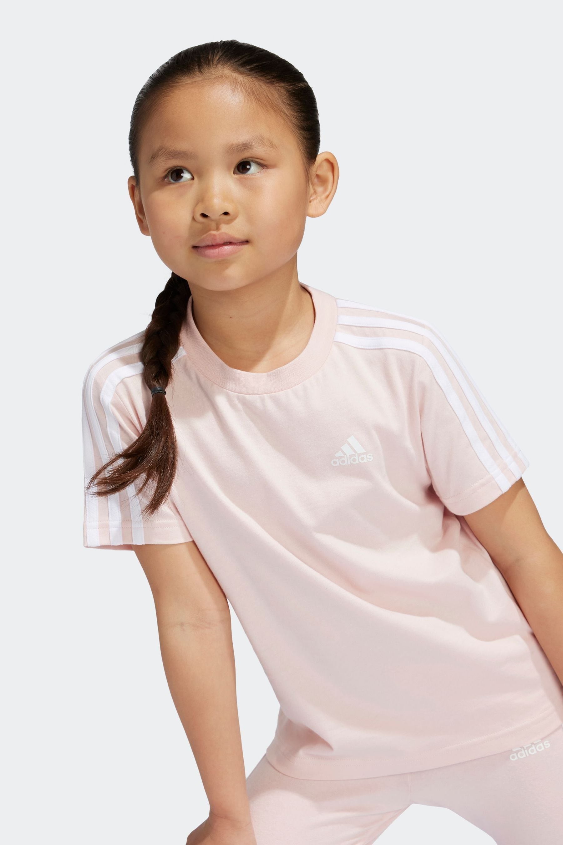 adidas Pink Sportswear Essentials 3-Stripes 100% Cotton T-Shirt