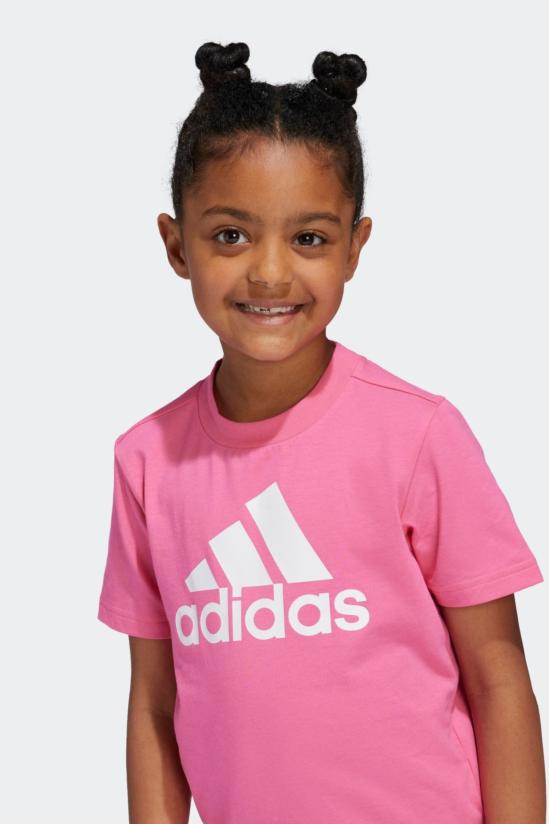 adidas Pink 100% Cotton Sportswear Essentials Logo T-Shirt