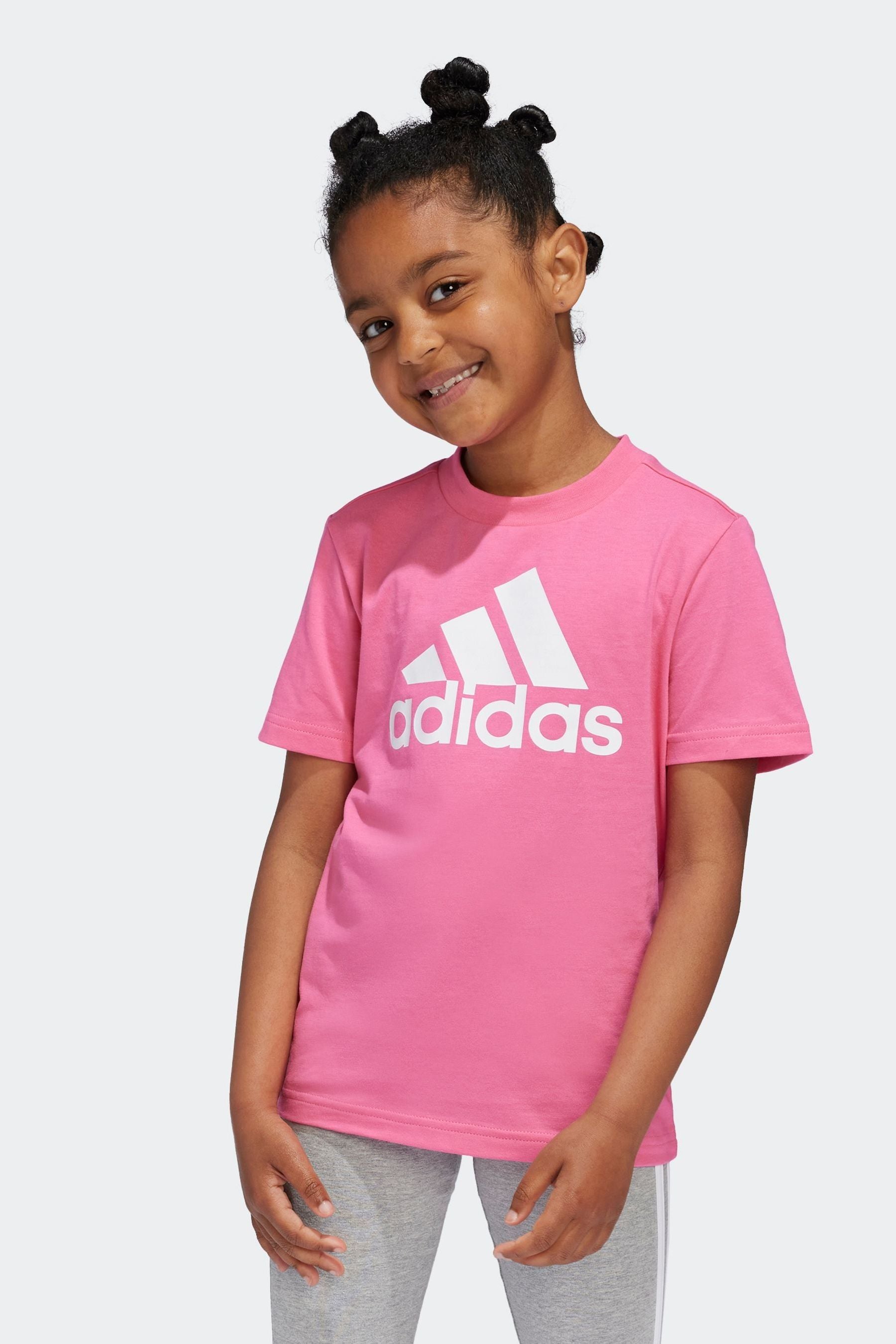 adidas Pink 100% Cotton Sportswear Essentials Logo T-Shirt