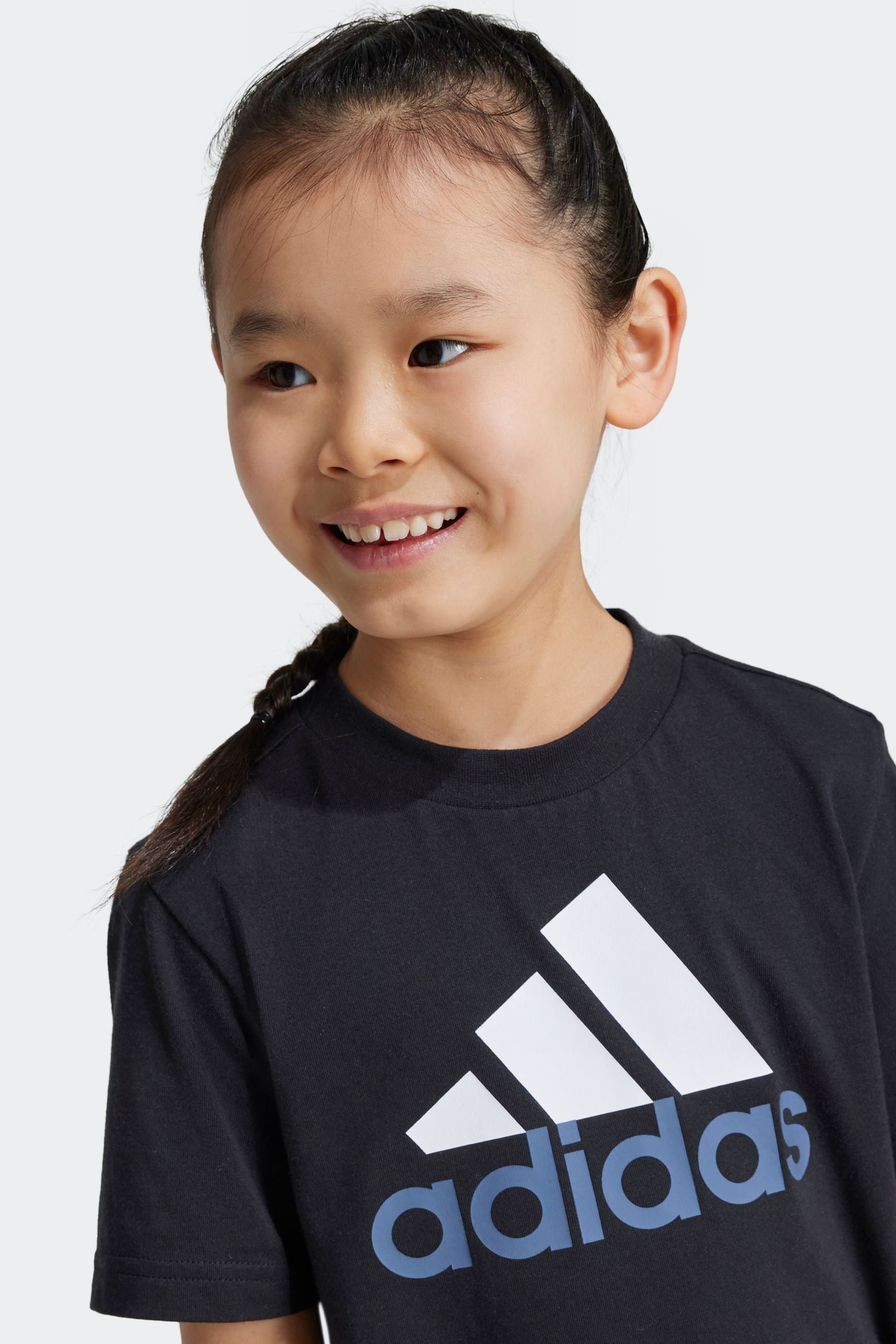 adidas Black Kids Essentials Logo 100% Cotton T-Shirt and Shorts Set