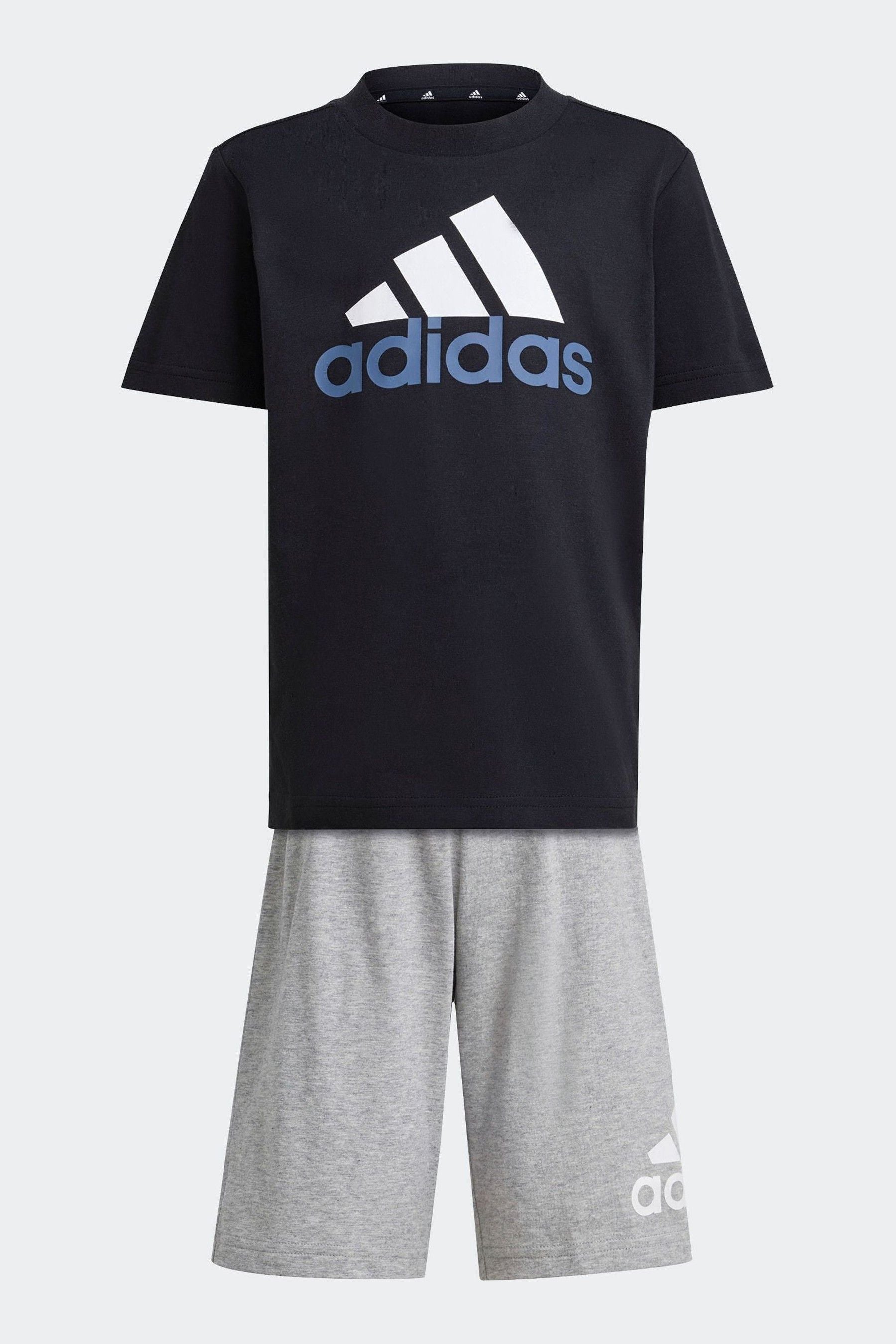 adidas Black Kids Essentials Logo 100% Cotton T-Shirt and Shorts Set