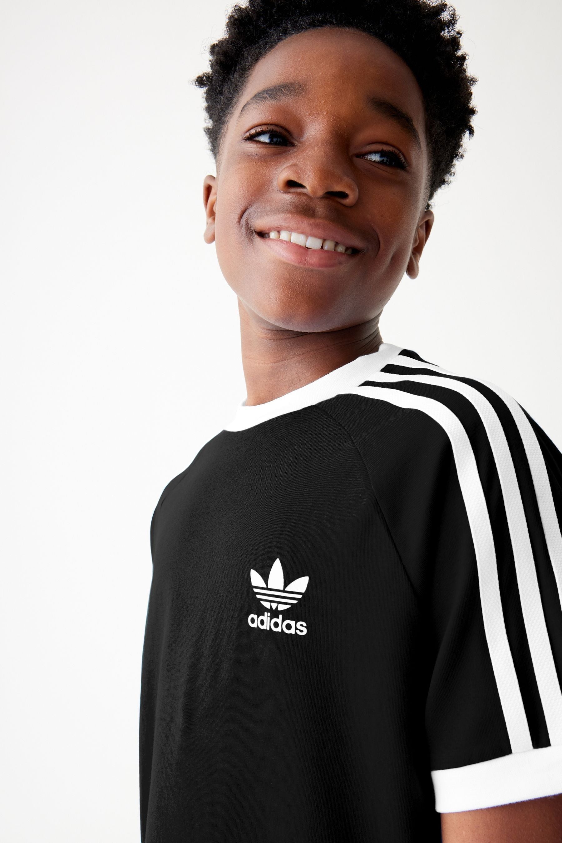 adidas originals Black Kids Originals 3-Stripes 100% Cotton T-Shirt