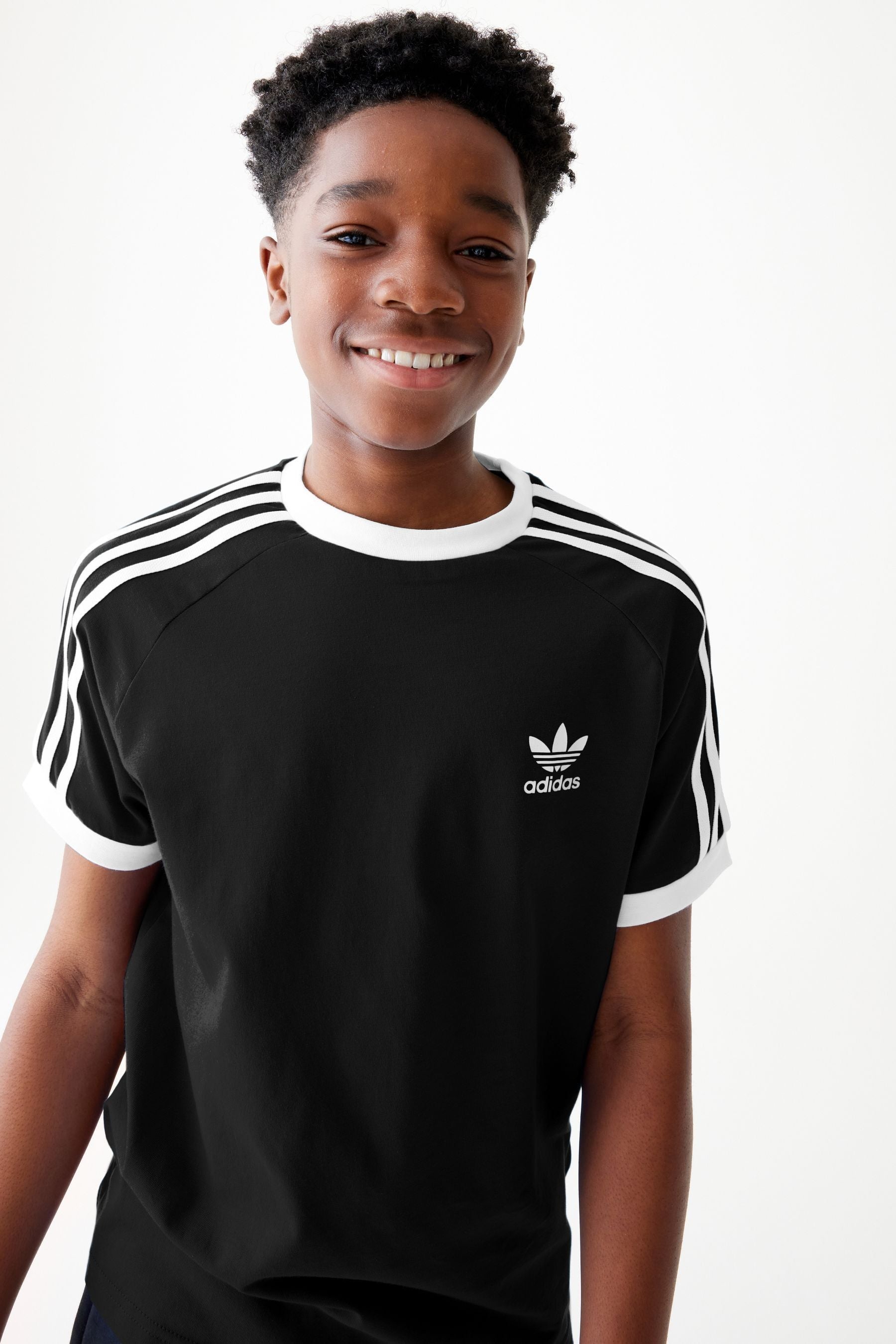 adidas originals Black Kids Originals 3-Stripes 100% Cotton T-Shirt