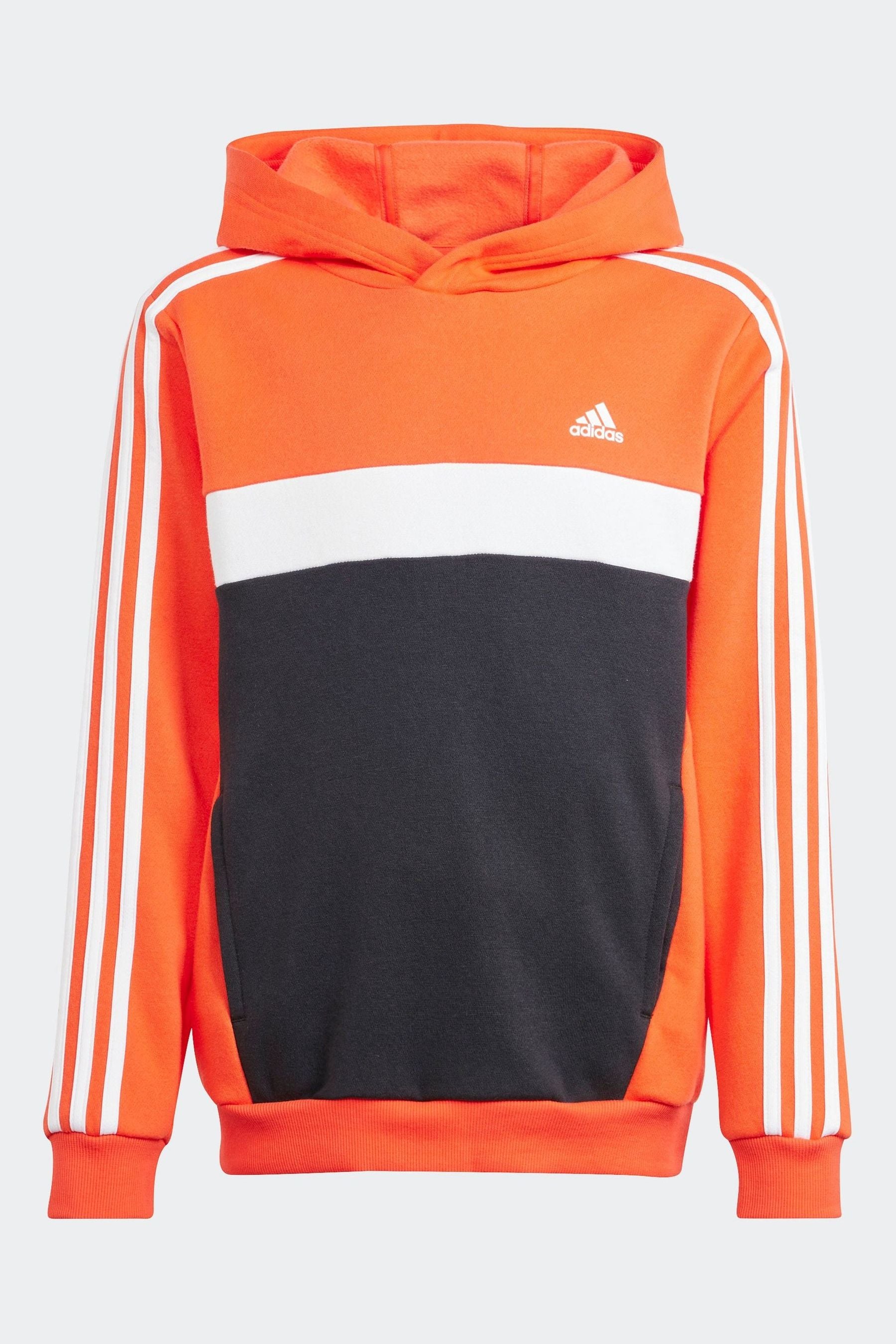 adidas Red Kids Sportswear Tiberio 3-Stripes Colourblock Fleece Hoodie