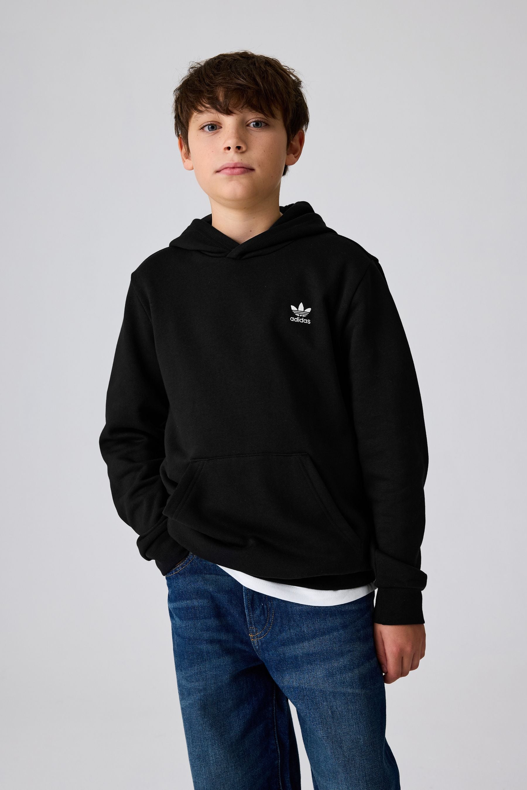 adidas originals Black Small Trefioil Logo Hoodie