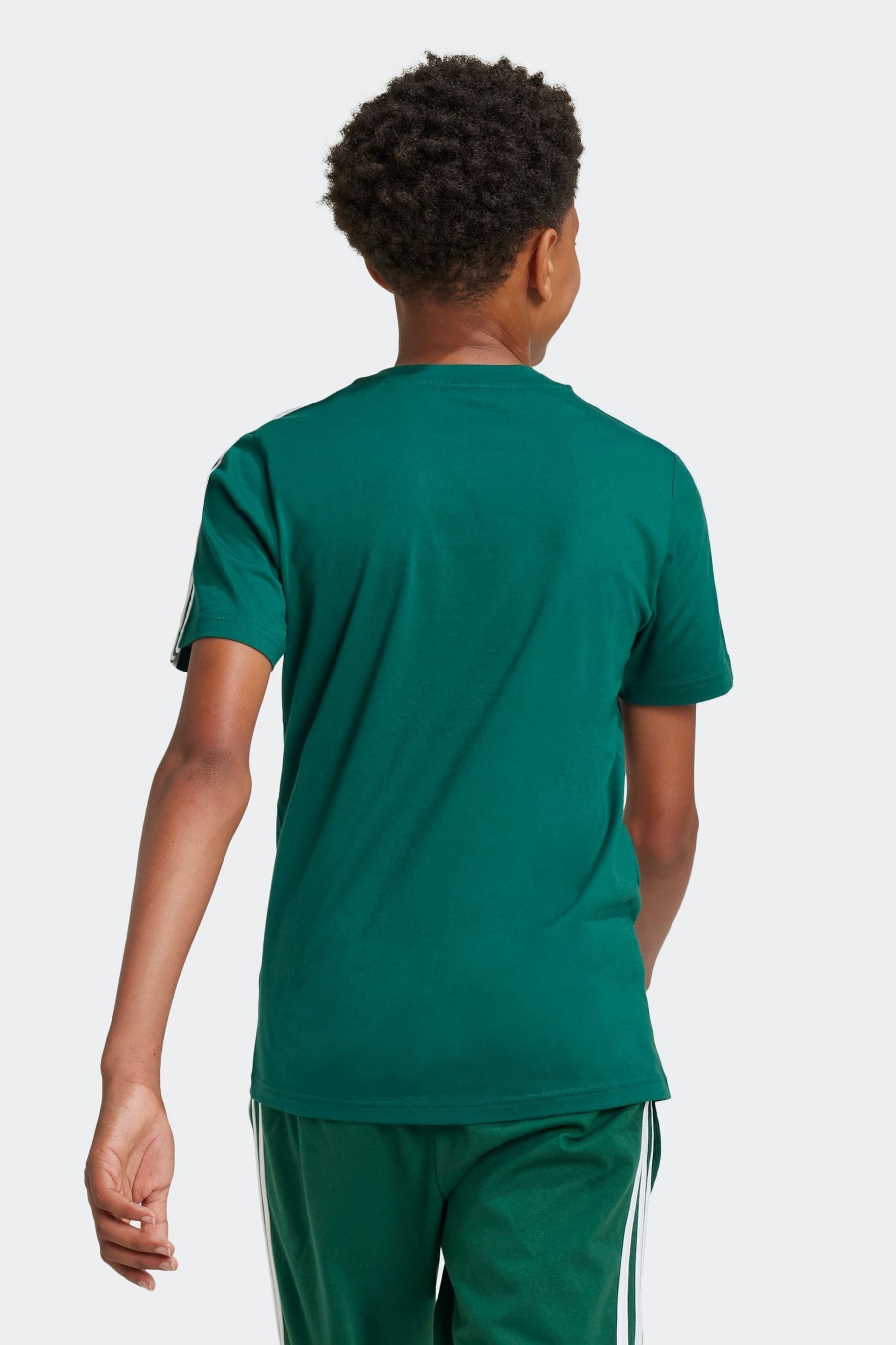 Light Green adidas Kids Sportswear Tiberio 3-Stripes Colourblock 100% Cotton T-Shirt