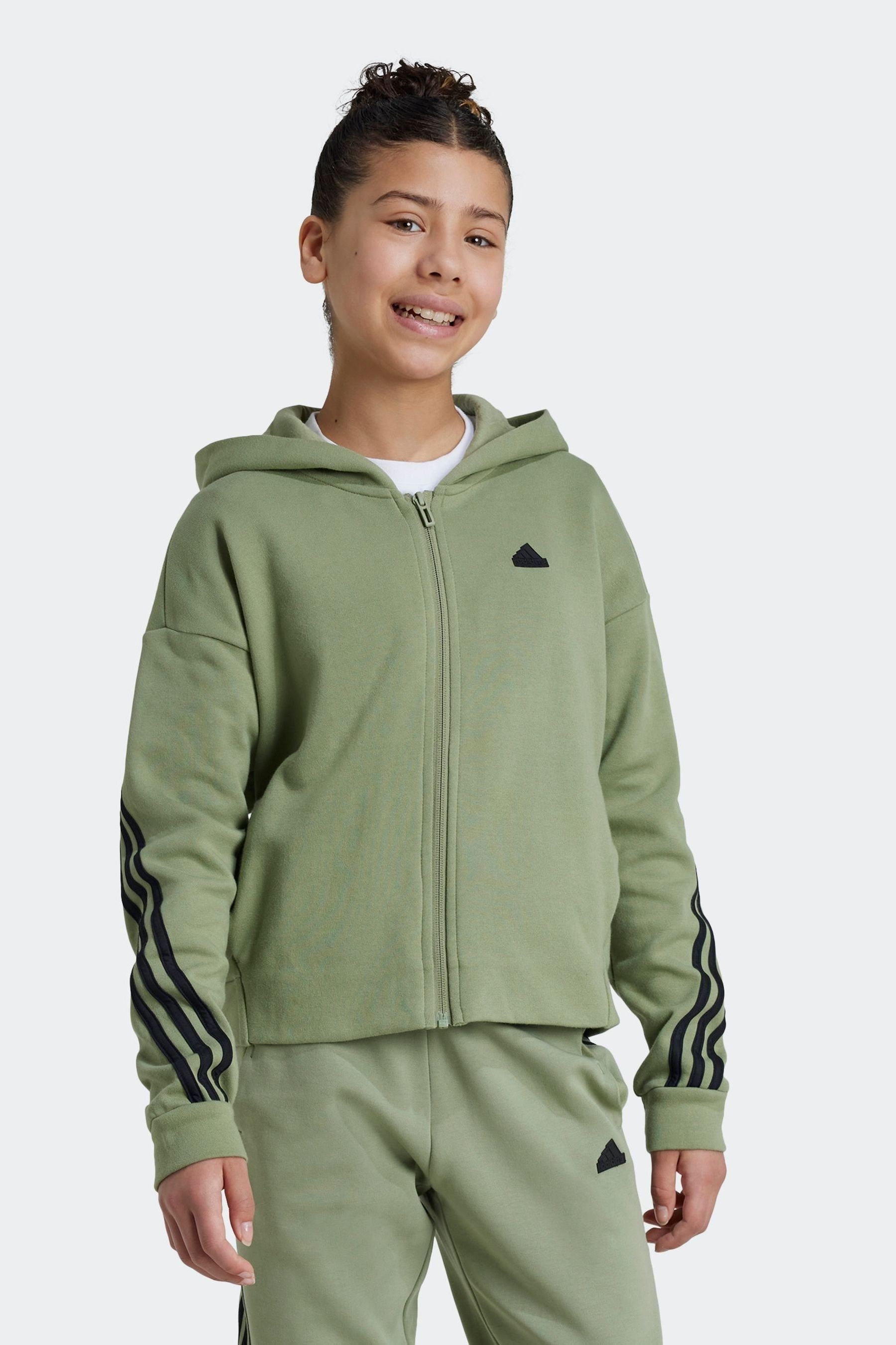 adidas Green Future Icons 3-Stripes Full-Zip Hoodie