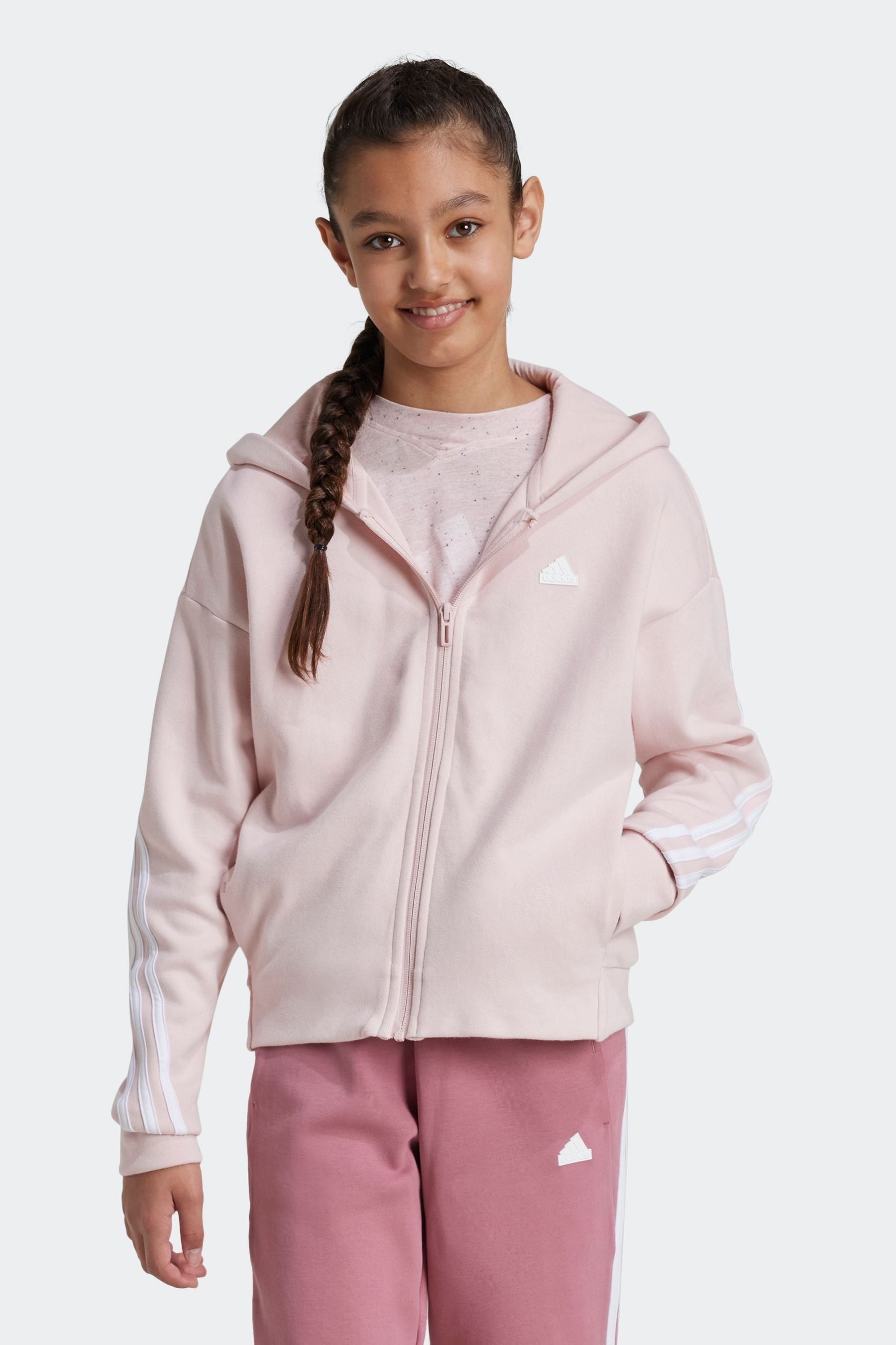 adidas Pink Future Icons 3-Stripes Full-Zip Hoodie