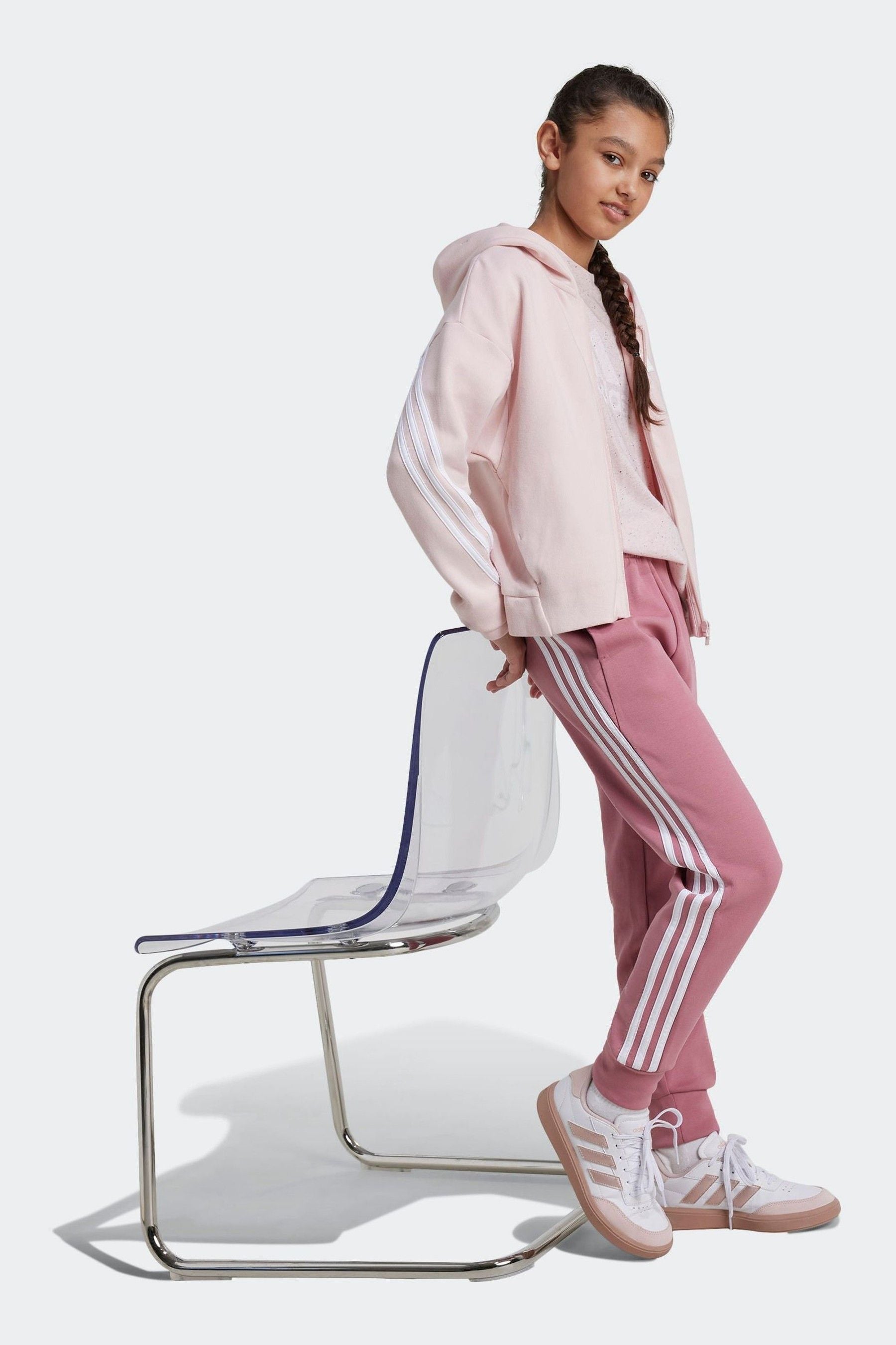 adidas Pink Future Icons 3-Stripes Full-Zip Hoodie