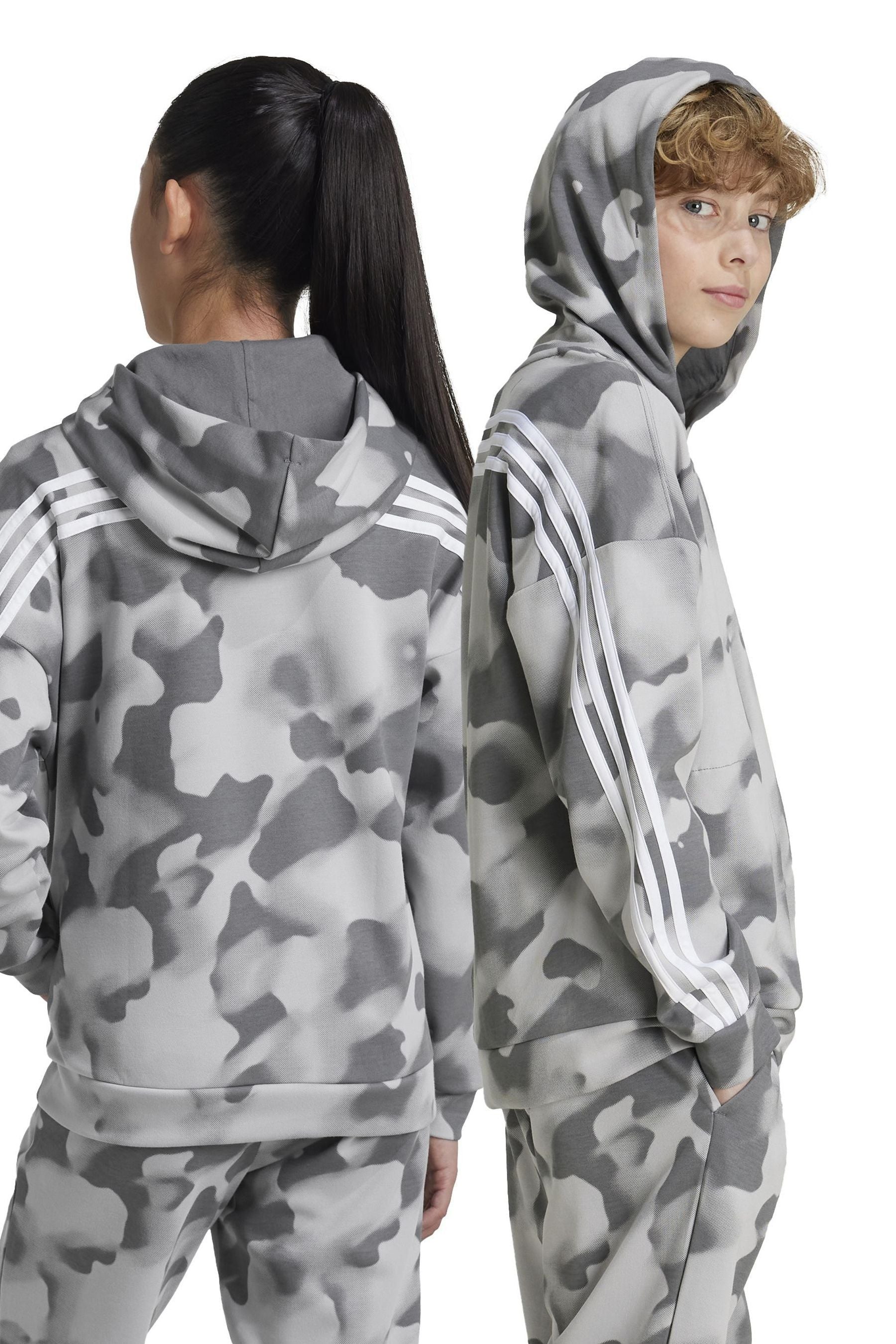 adidas Grey Kids Future Icons Camo Printed Hoodie