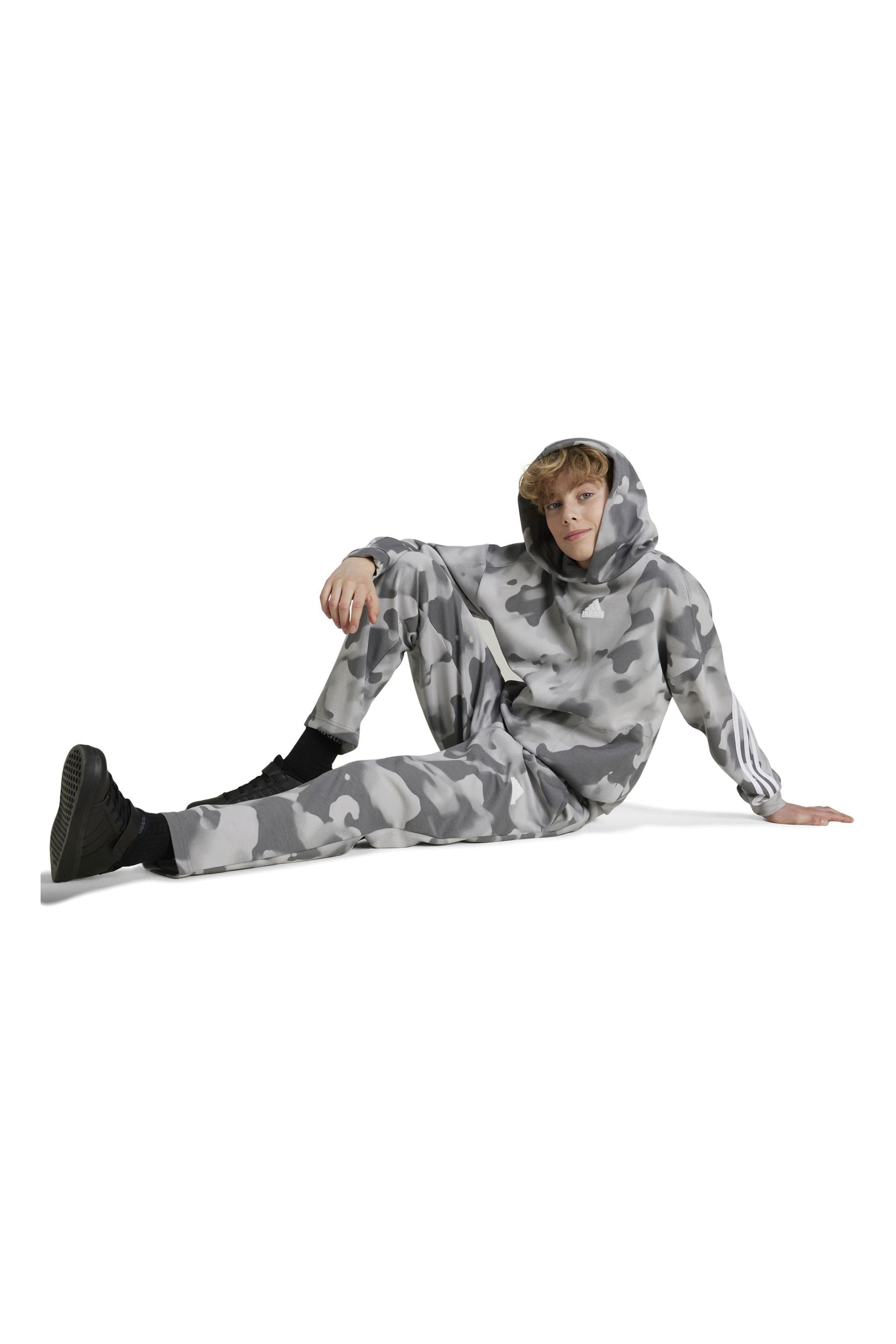 adidas Grey Kids Future Icons Camo Printed Hoodie