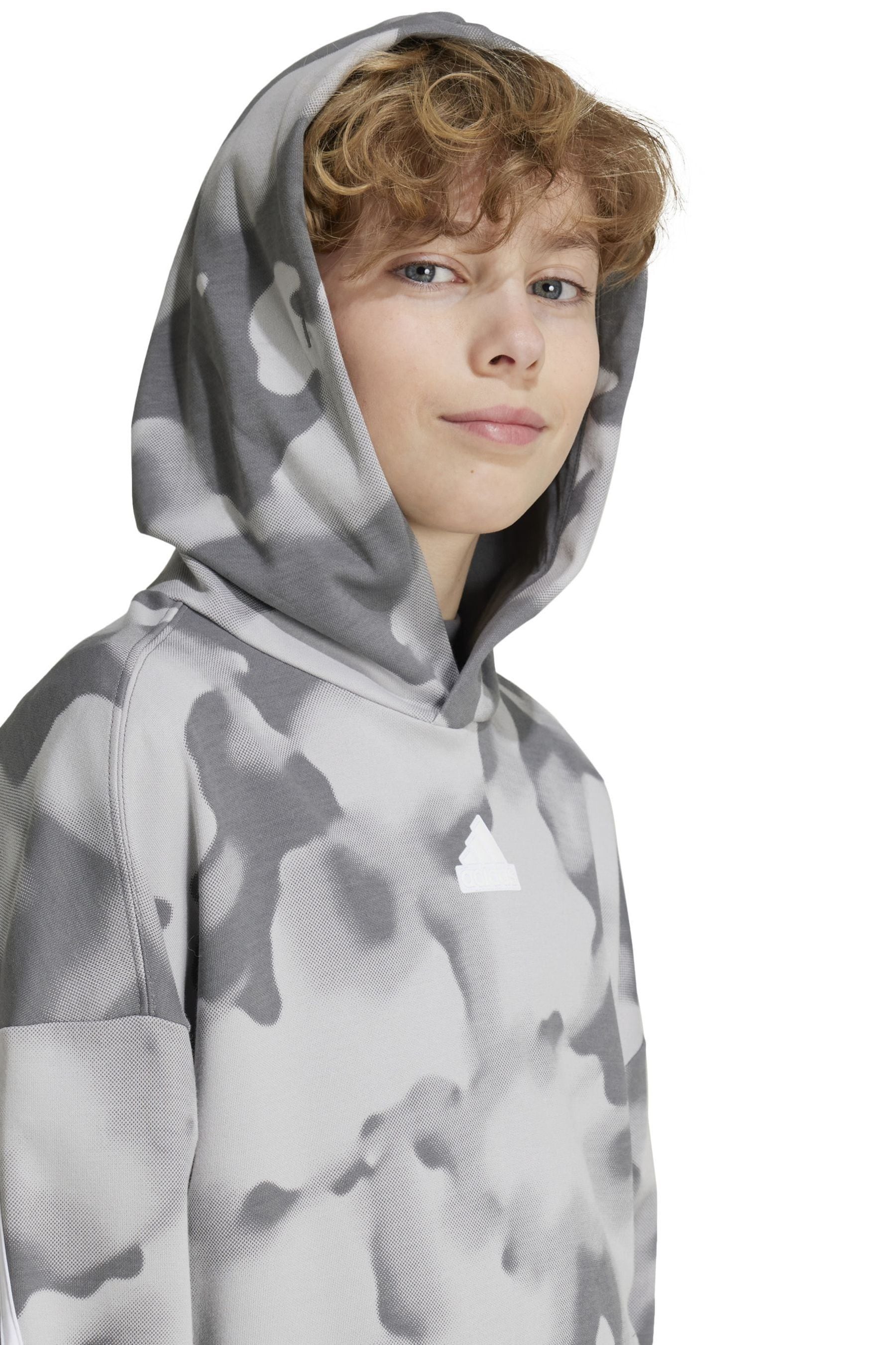 adidas Grey Kids Future Icons Camo Printed Hoodie