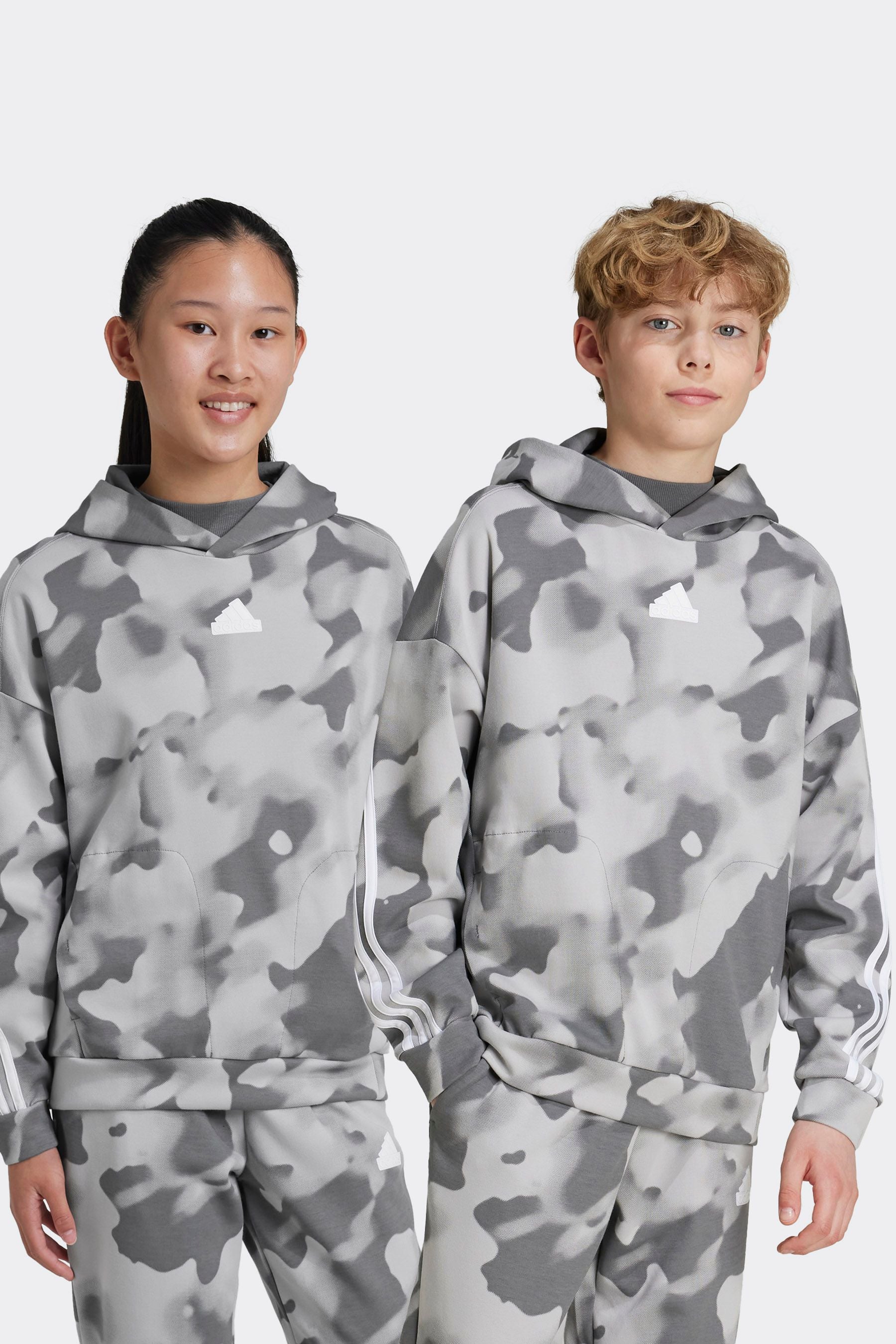 adidas Grey Kids Future Icons Camo Printed Hoodie