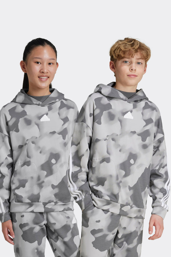 Grey adidas Kids Future Icons Camo Printed Hoodie