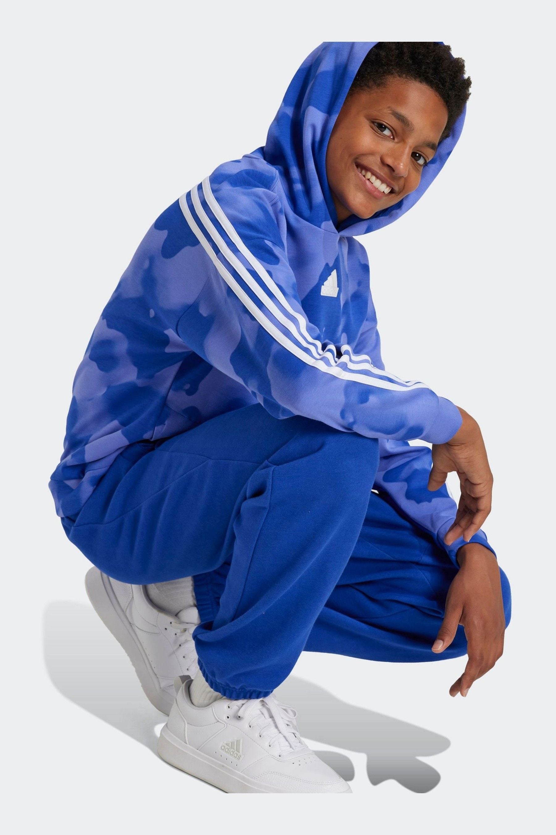 adidas Blue Kids Future Icons Camo Printed Hoodie