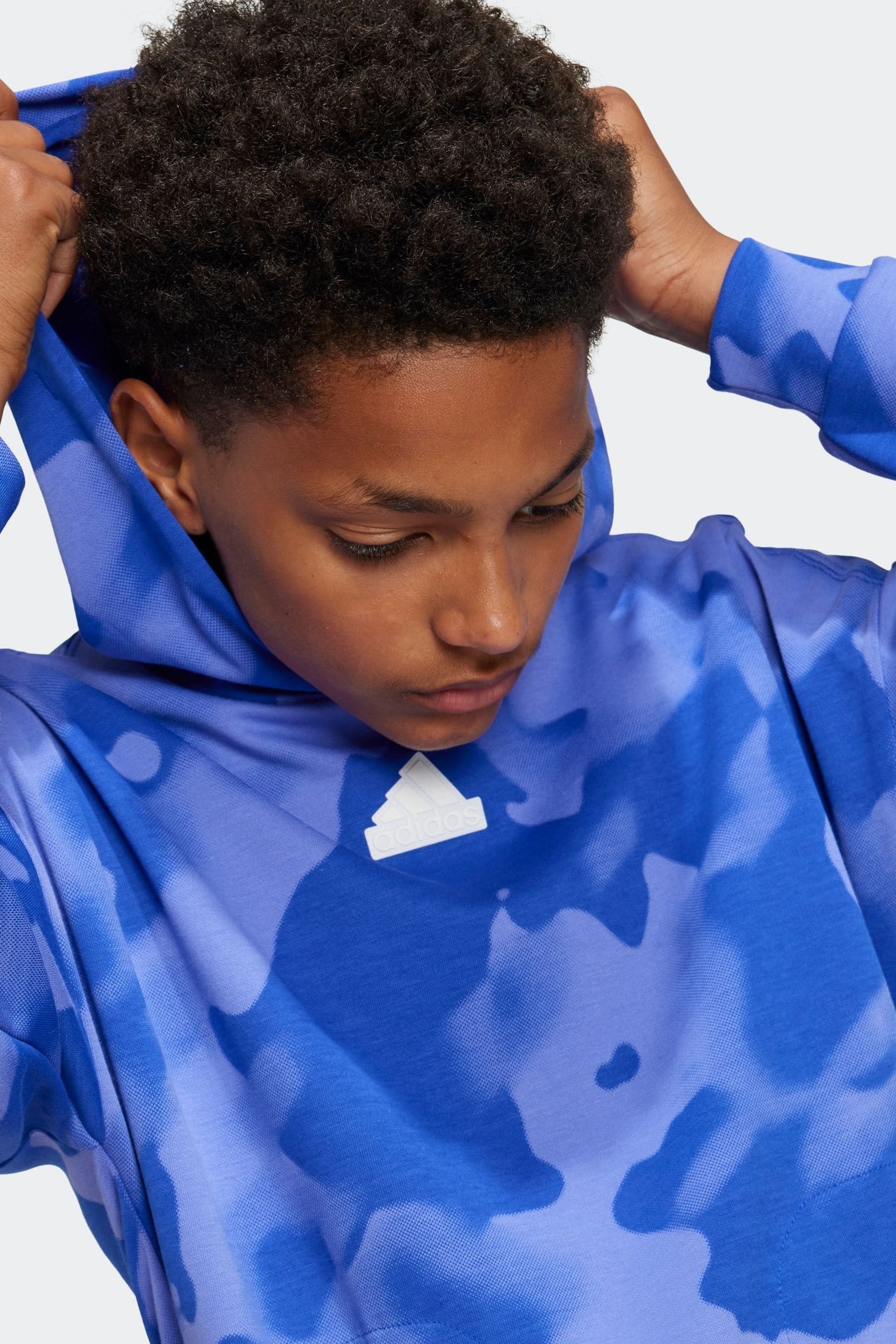 adidas Blue Kids Future Icons Camo Printed Hoodie