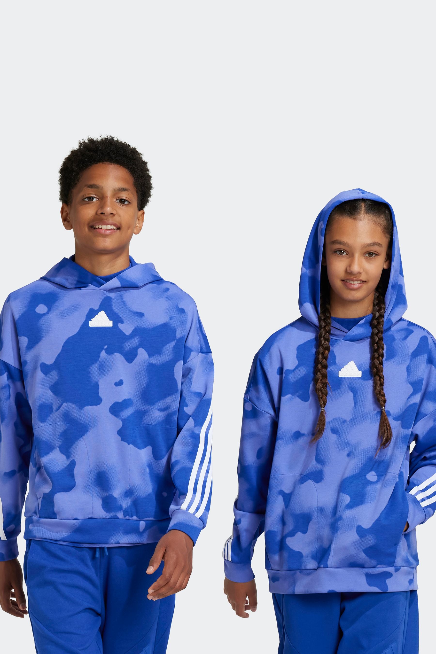 adidas Blue Kids Future Icons Camo Printed Hoodie